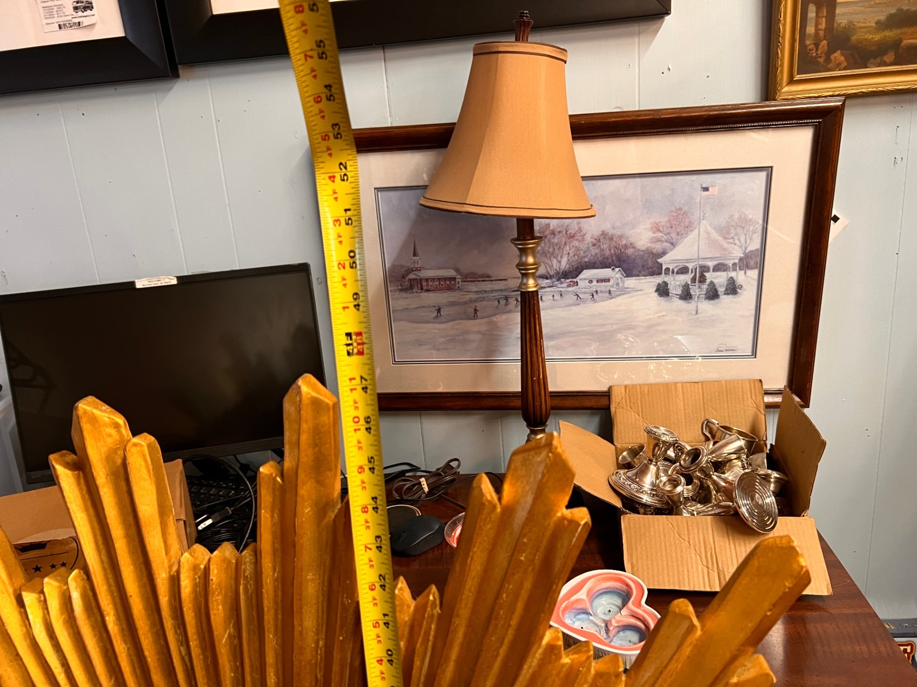 Large Giltwood Carved Convex Sunburst Mirror