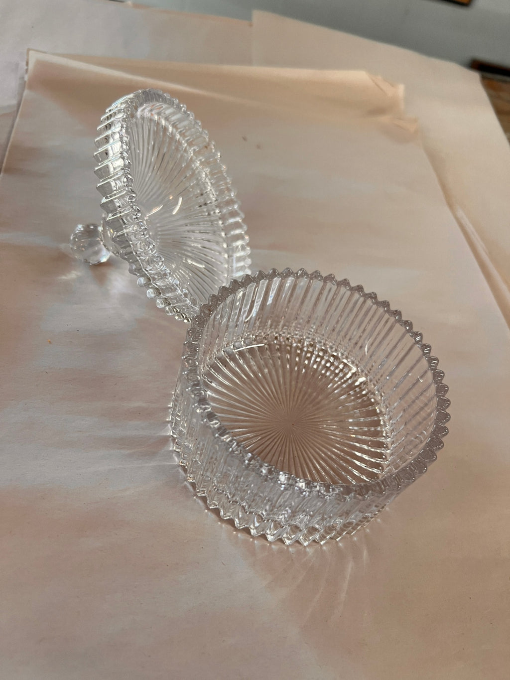 Vintage Circus Tent Covered Glass Candy Dish