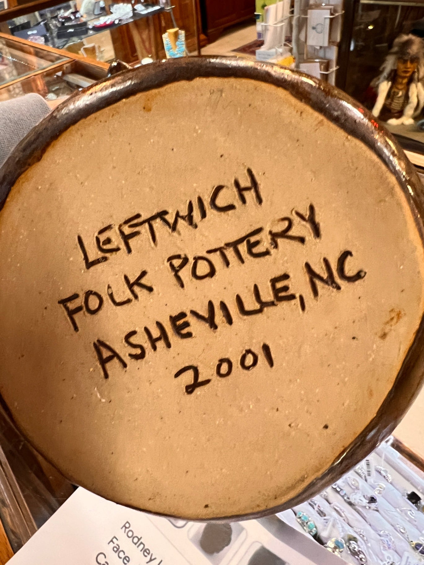 Rodney Leftwich North Carolina Folk Art Face Jug – Handcrafted Southern Stoneware Pottery Sculpture