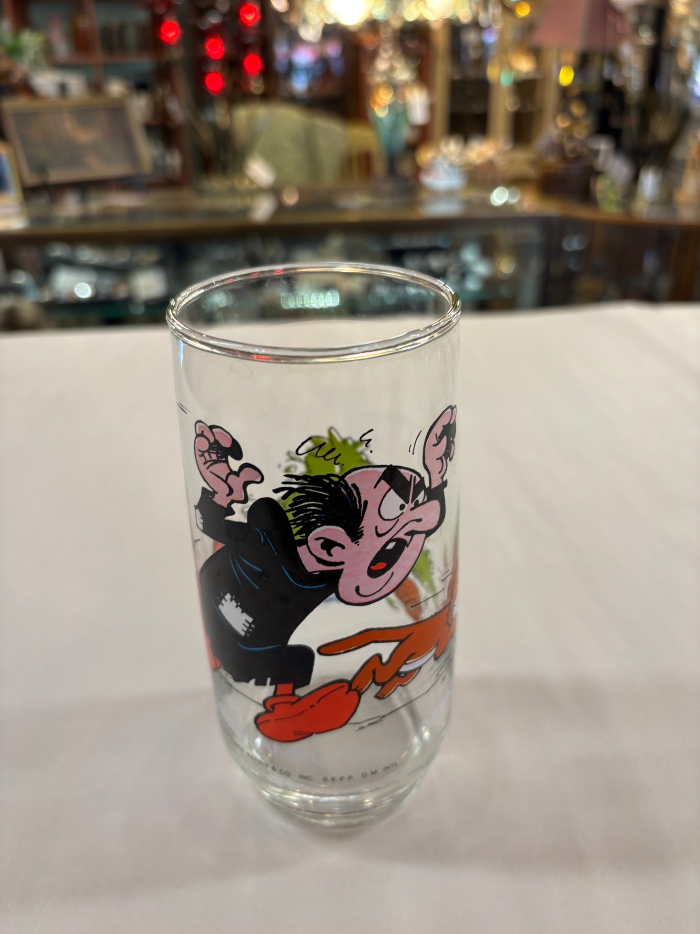 1982 Glass The Smurfs Gargamel and Azrael -- Nice Vintage Glass