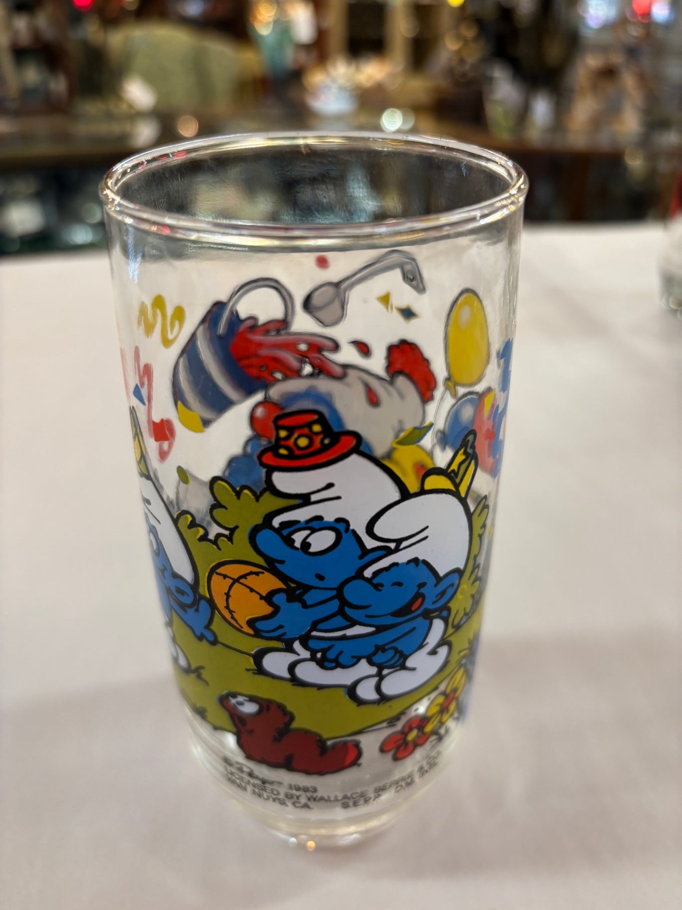1983 Hardees Handy Smurf 12 oz. Collector Glass Tumbler
