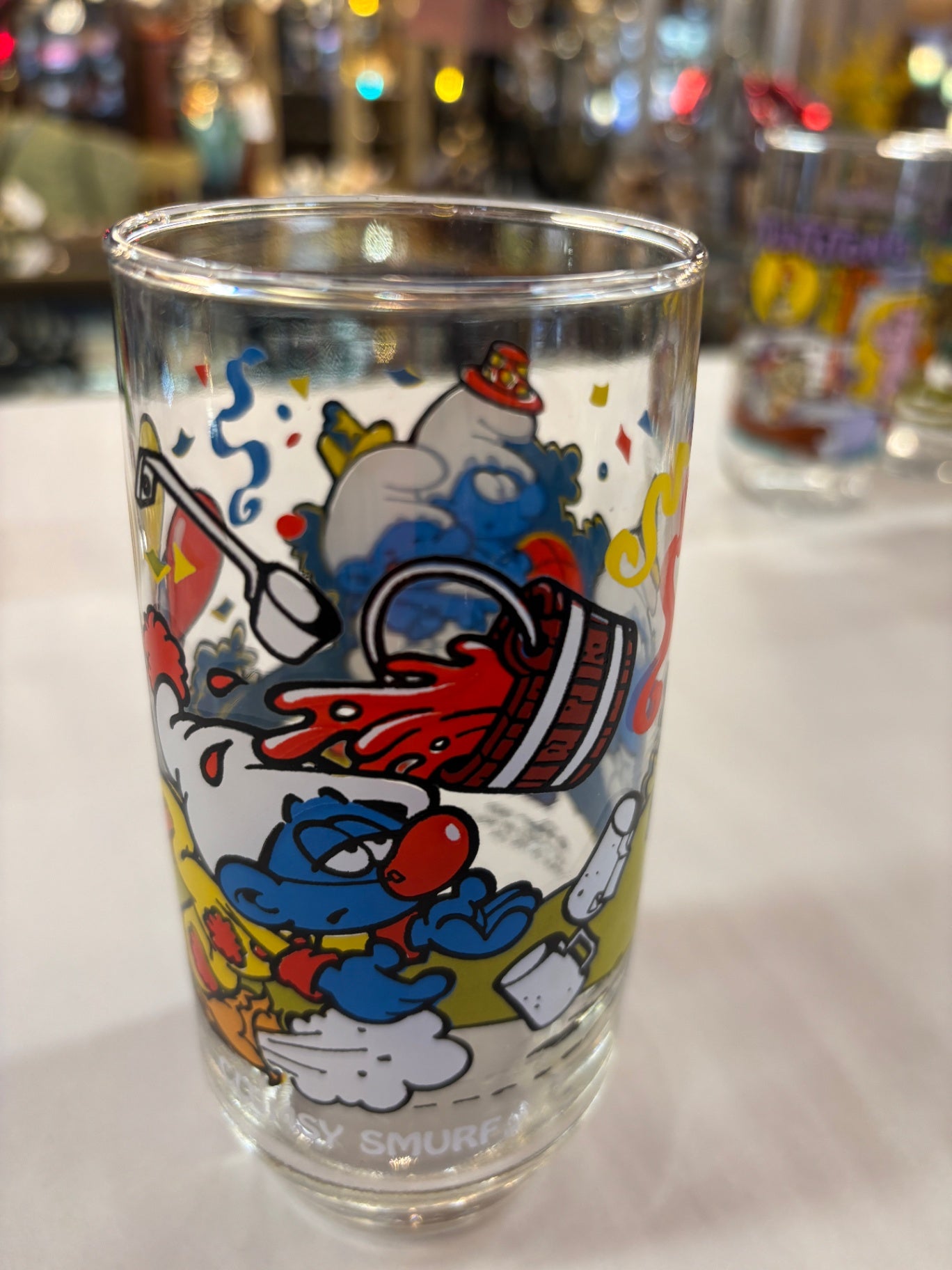 Vintage Peyo 1983 Smurf Collector Clumsy Smurf Glass Cup