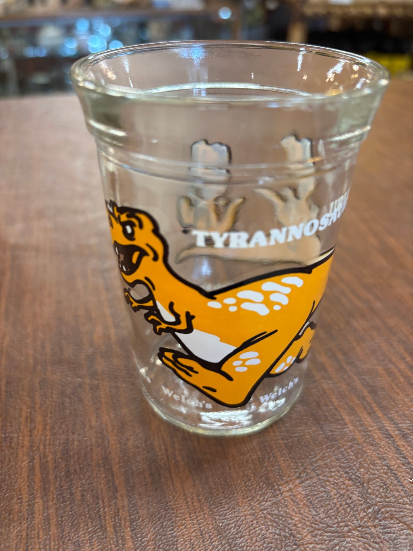 Welch's Vintage Tyrannosaurus Rex Green Dinosaur 1988 Jelly Jam Juice Jar Glass