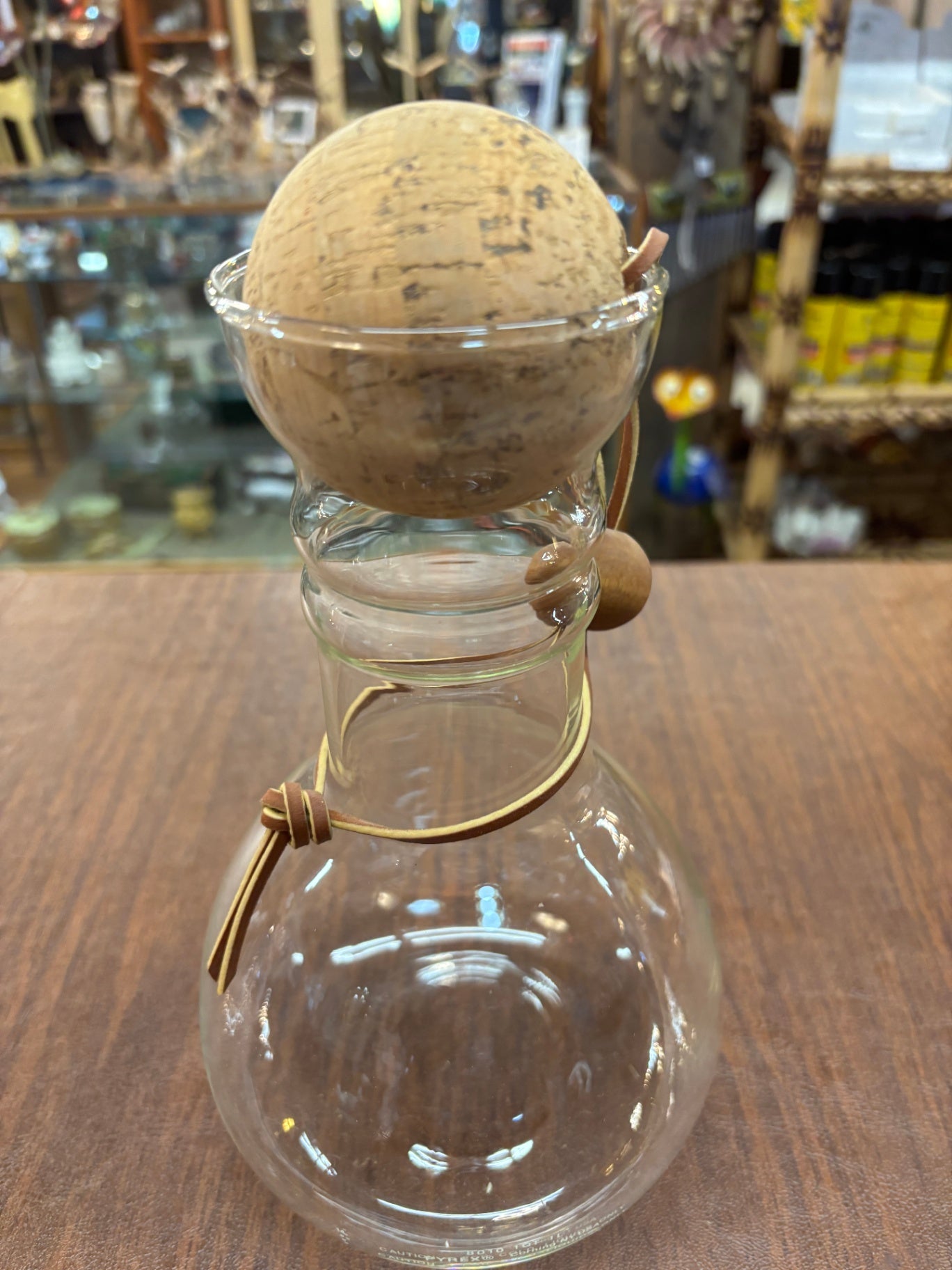  Vintage Pyrex Carafe with Ball Cork Stopper