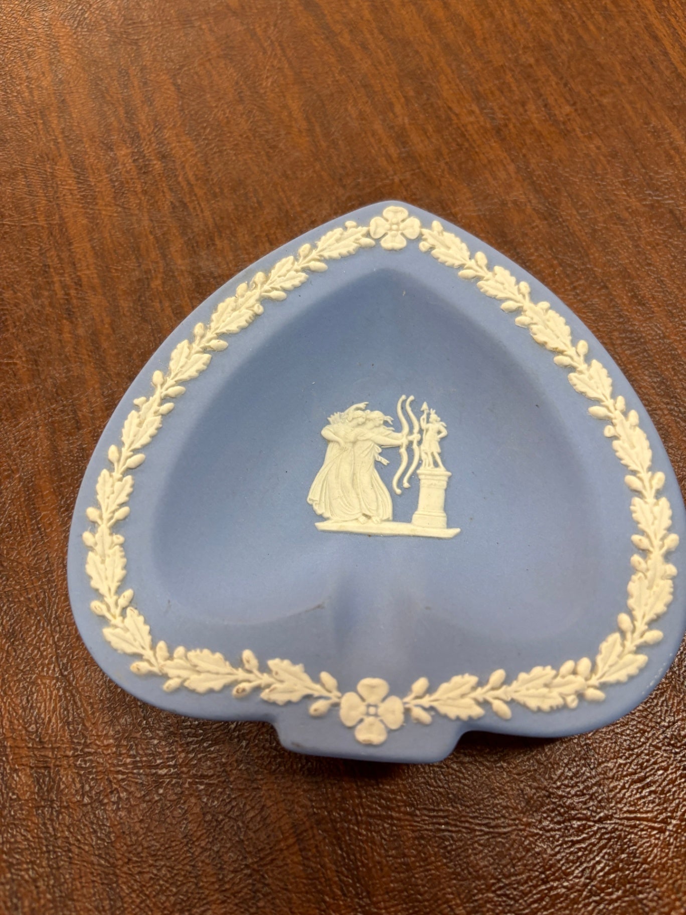 Wedgwood Blue Jasperware Spade Shaped Trinket Dish Ashtray 4.5”