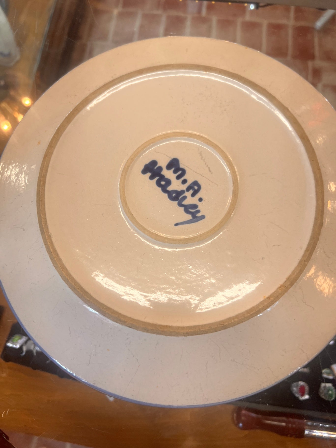 Vtg M.A. Hadley Pottery Hand Painted Folk Art Country Cow Plate 11" Signed