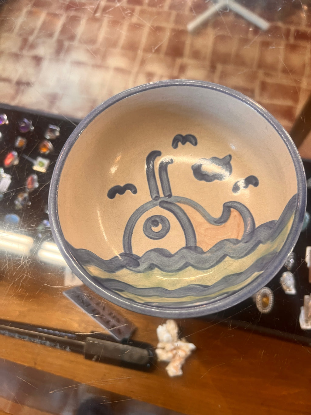 Coupe Cereal Bowl Country Scene Blue by M A Hadley