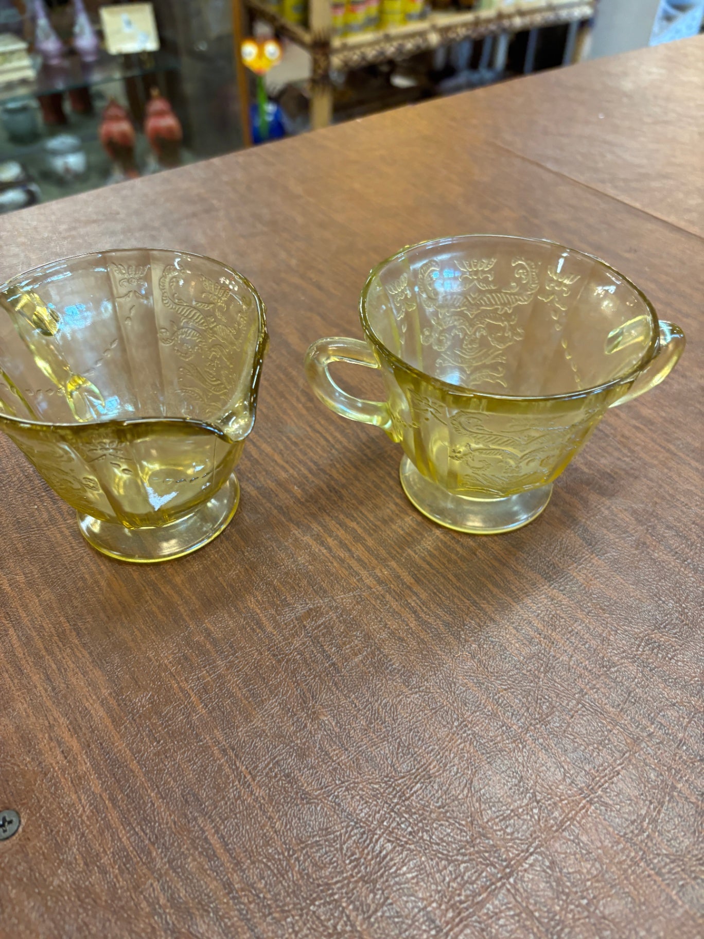 Vintage Hocking Yellow Depression Glass Creamer & Sugar Bowl