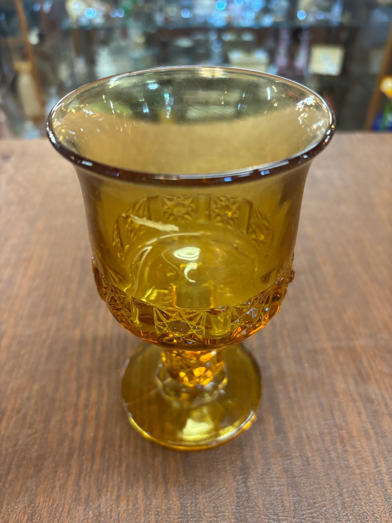 Vintage  Indiana Glass Amber King Crown Thumbprint 5.75" Wine Goblets