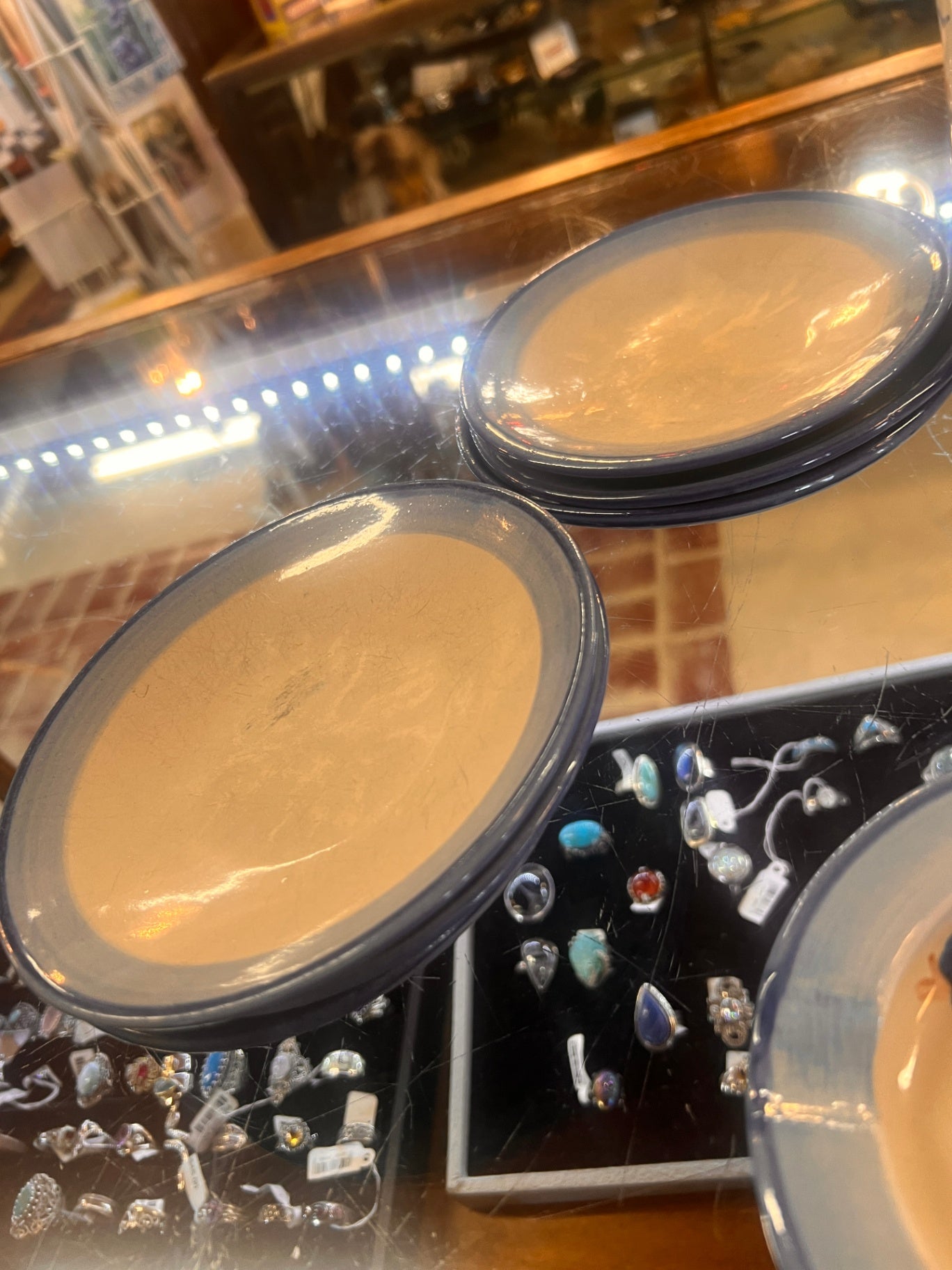 M A Hadley Pottery Blue Saucer