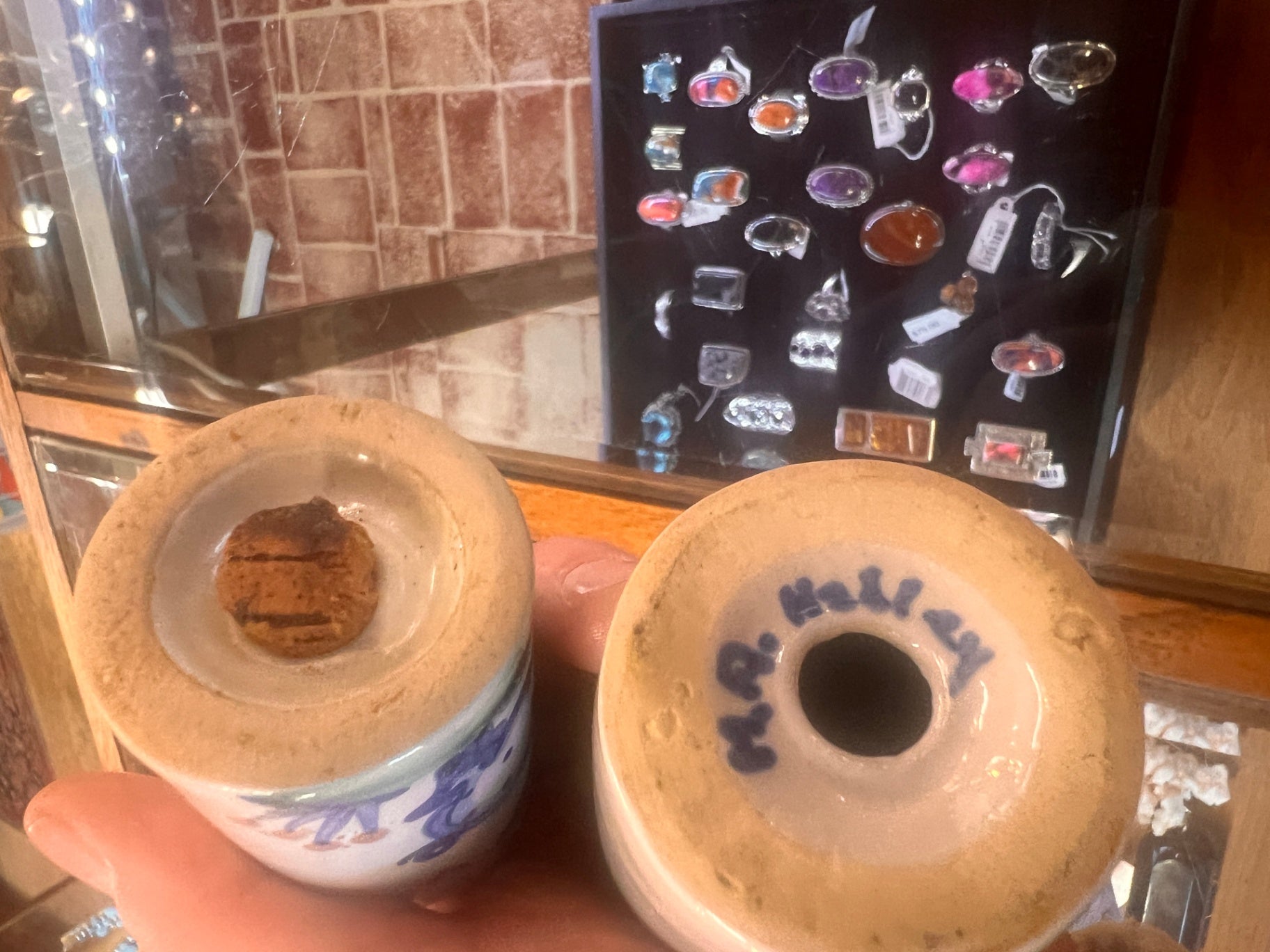Small Salt & Pepper Set Country Scene Blue by M A Hadley