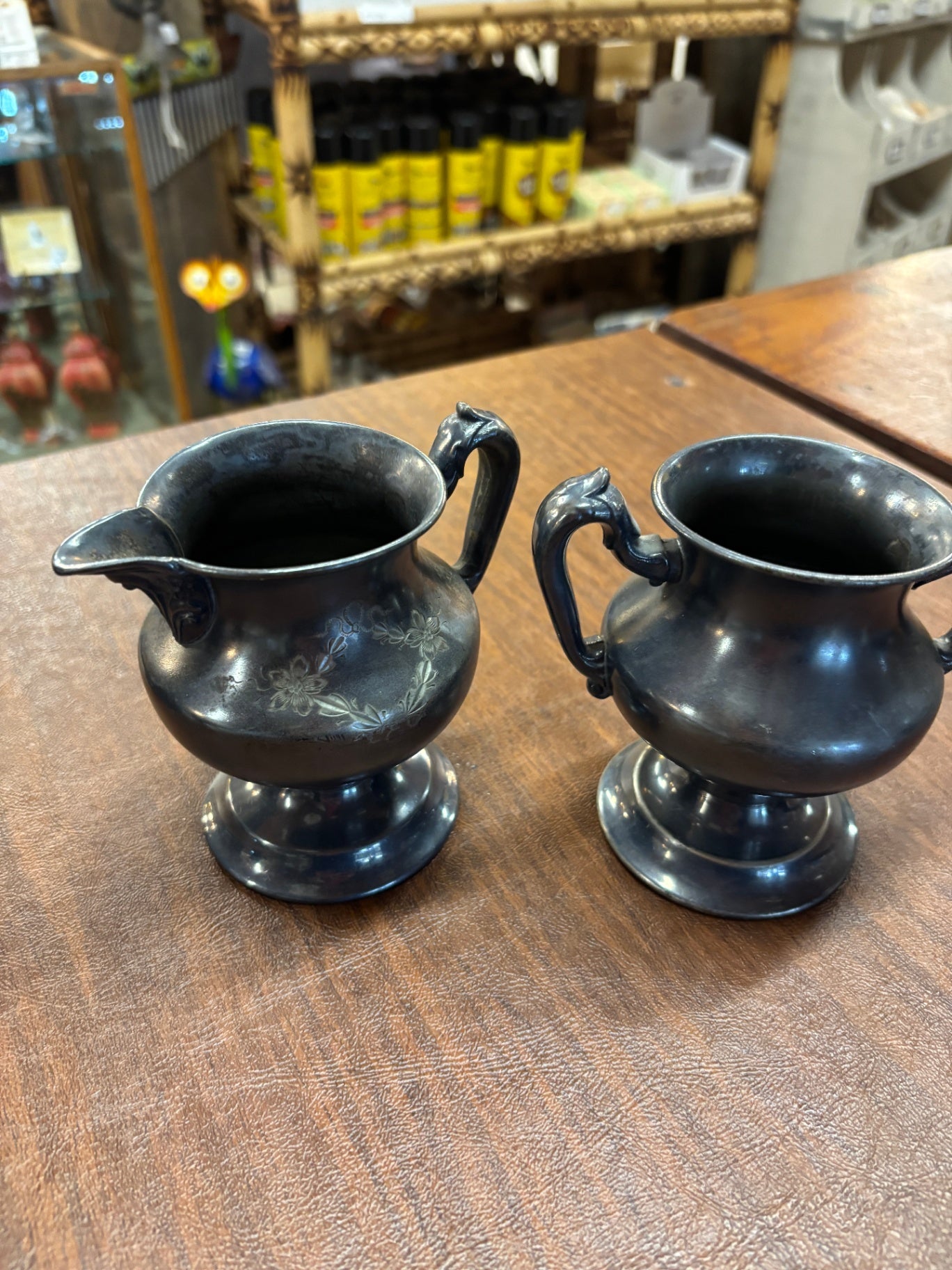 Antique  Sugar Bowl and Creamer. Quadruple Plate Silver