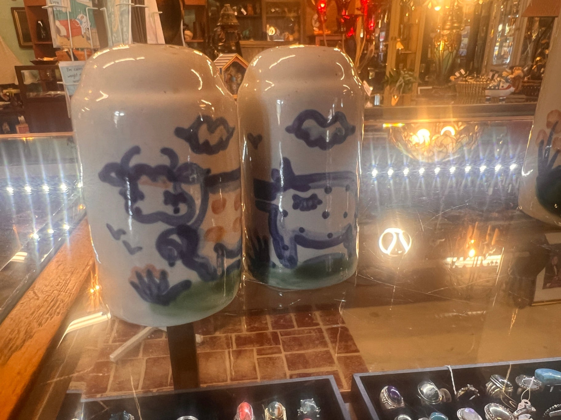 Small Salt & Pepper Set Country Scene Blue by M A Hadley