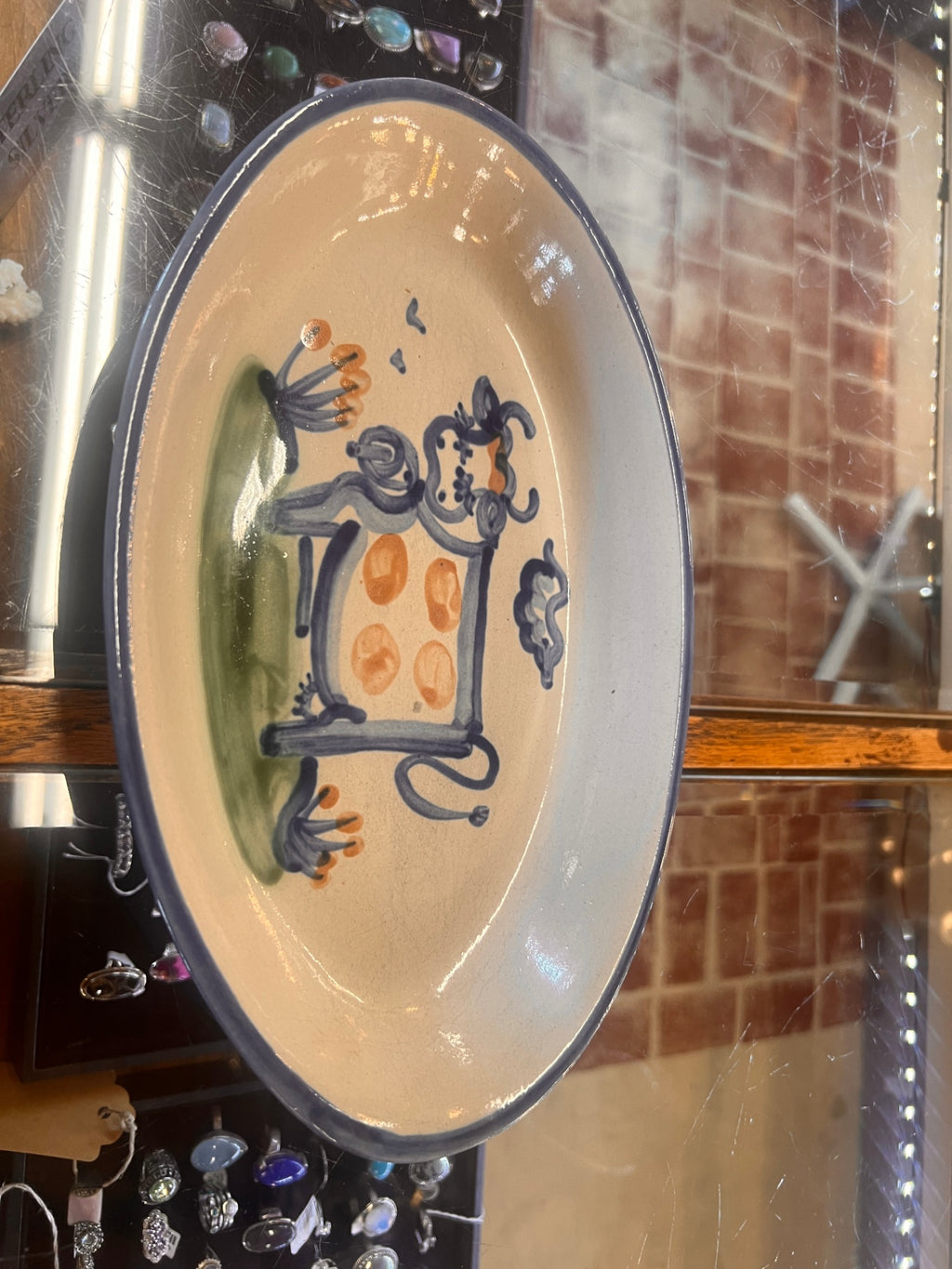 M A HADLEY OVAL DISH WITH COW DESIGN