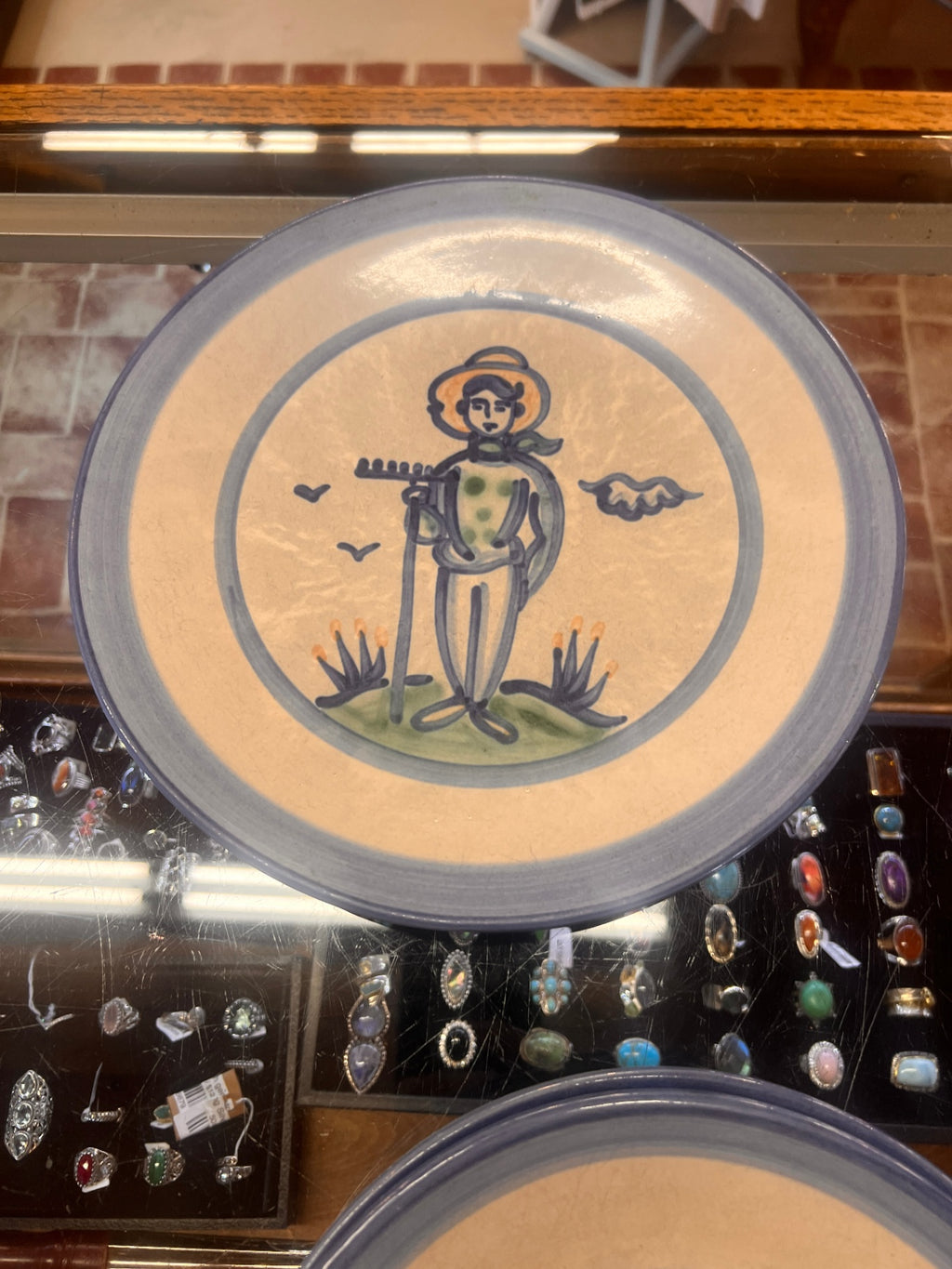 MA Hadley Pottery Farmer Country Farmhouse  11" Plate