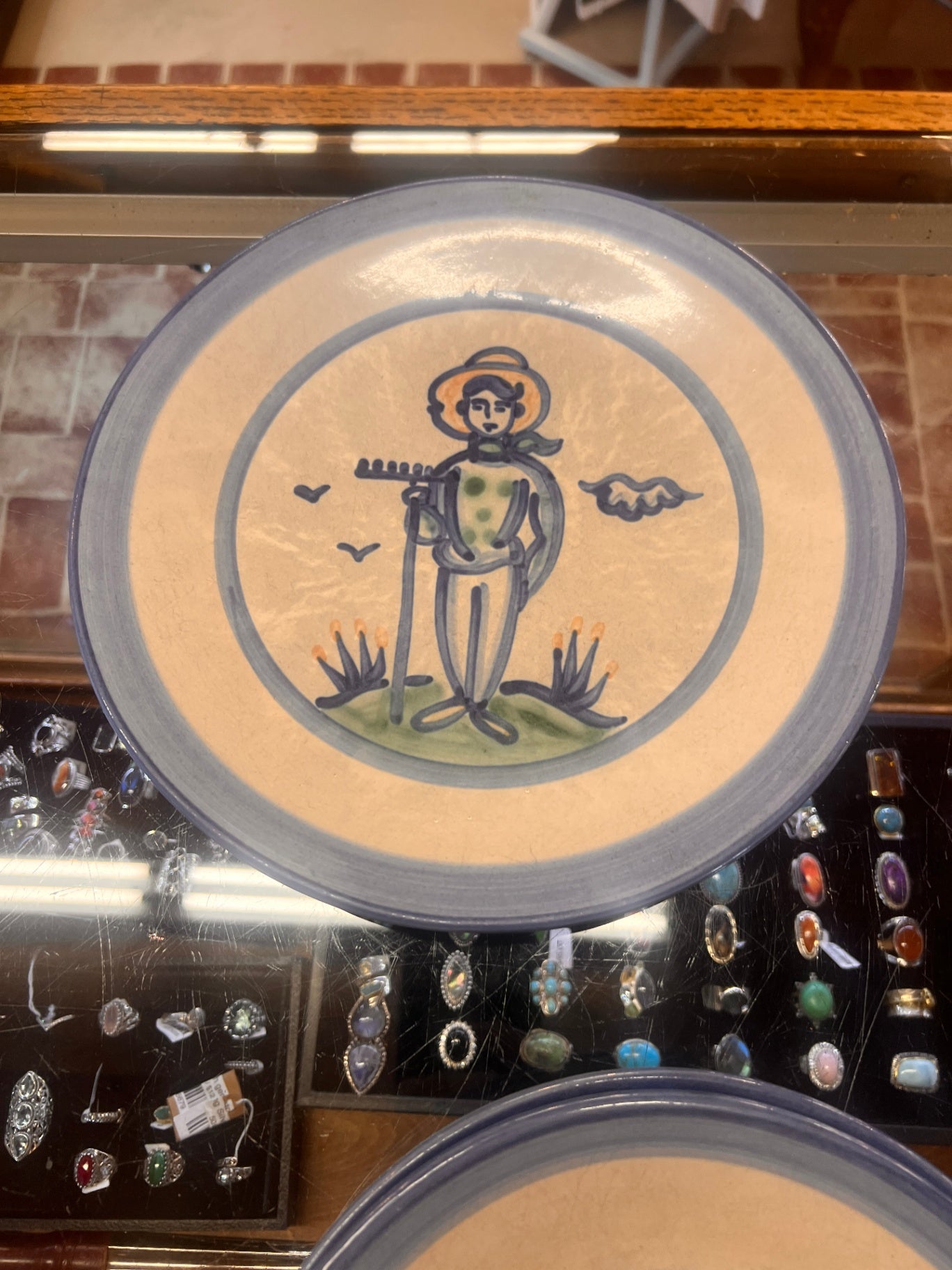 MA Hadley Pottery Farmer Country Farmhouse  11" Plate
