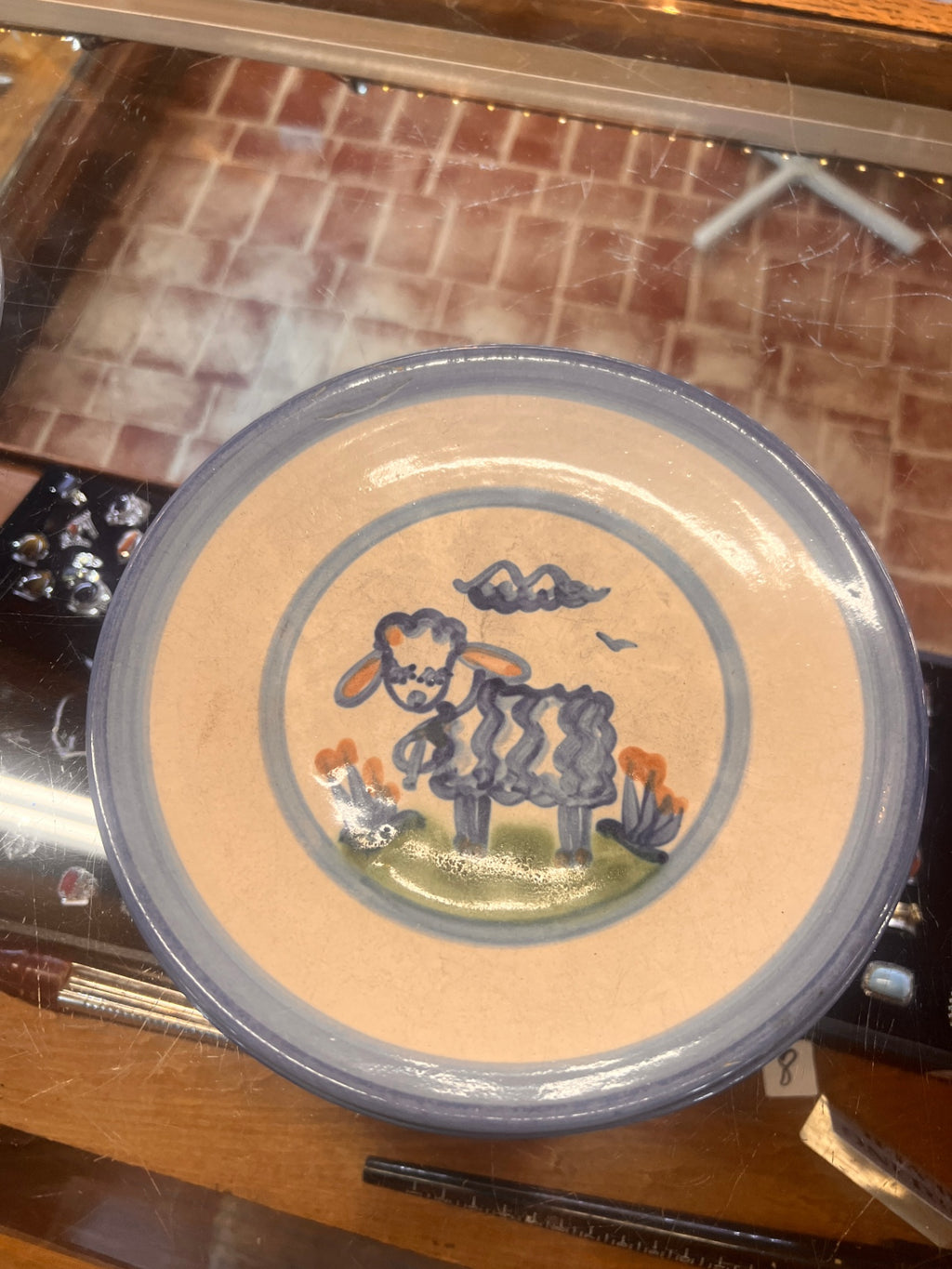 MA 8" Hadley Blue Sheep Decorative  Ceramic Plate. Farm pattern.