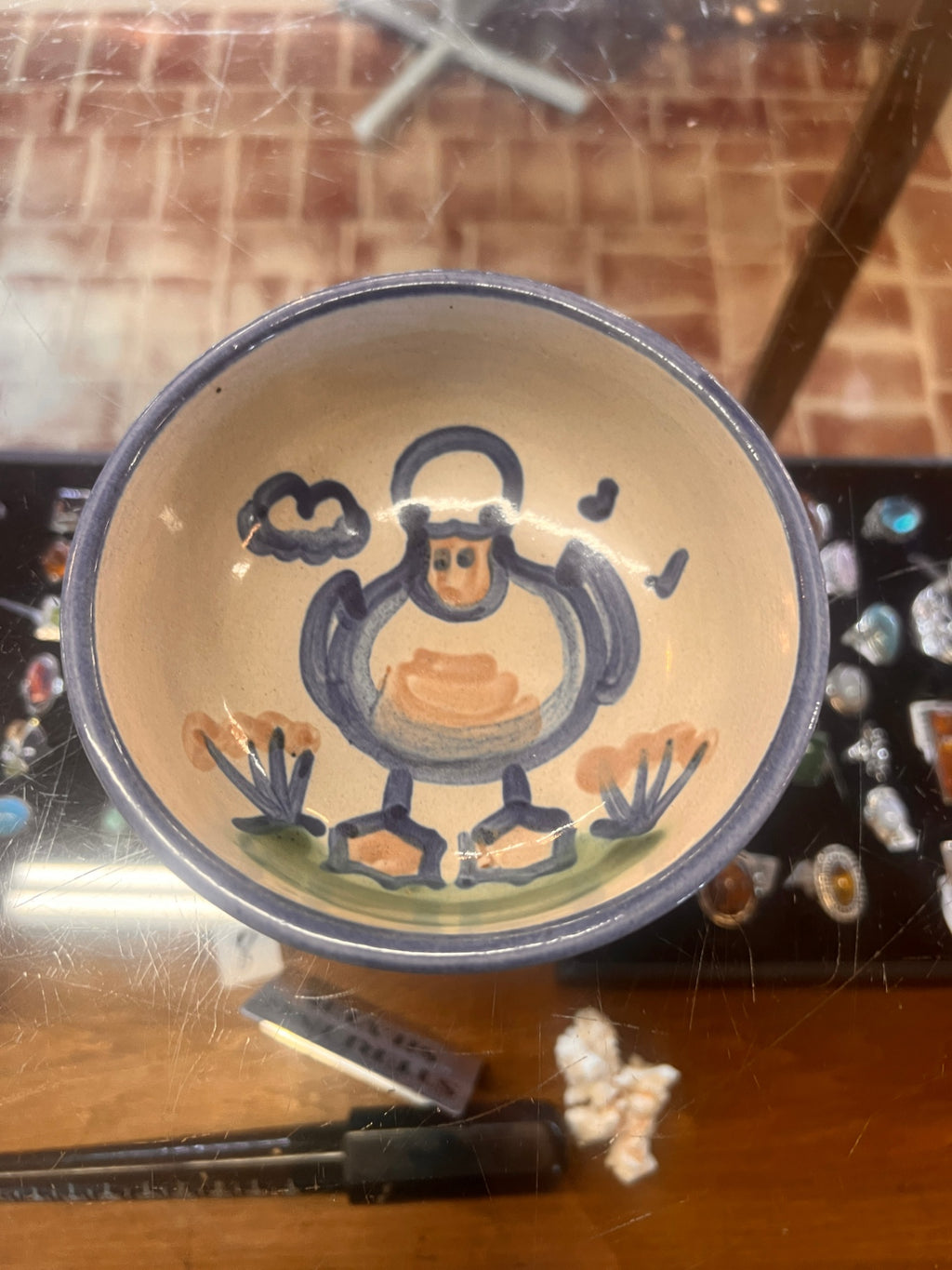 Coupe Cereal Bowl Country Scene Blue by M A Hadley