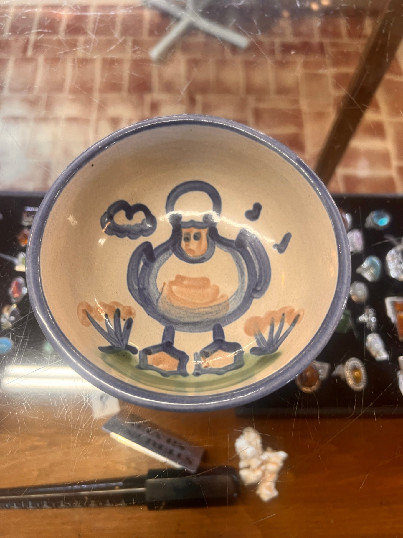 Coupe Cereal Bowl Country Scene Blue by M A Hadley
