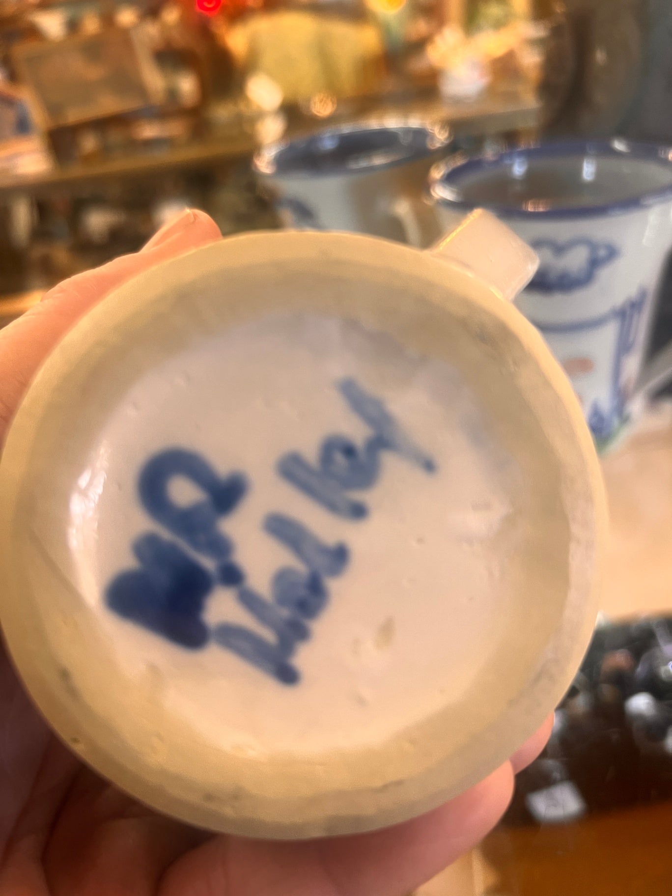 Vintage M.A. Hadley "The End" Farmer's Wife Art Pottery Coffee Tea Cocoa Hot Mug
