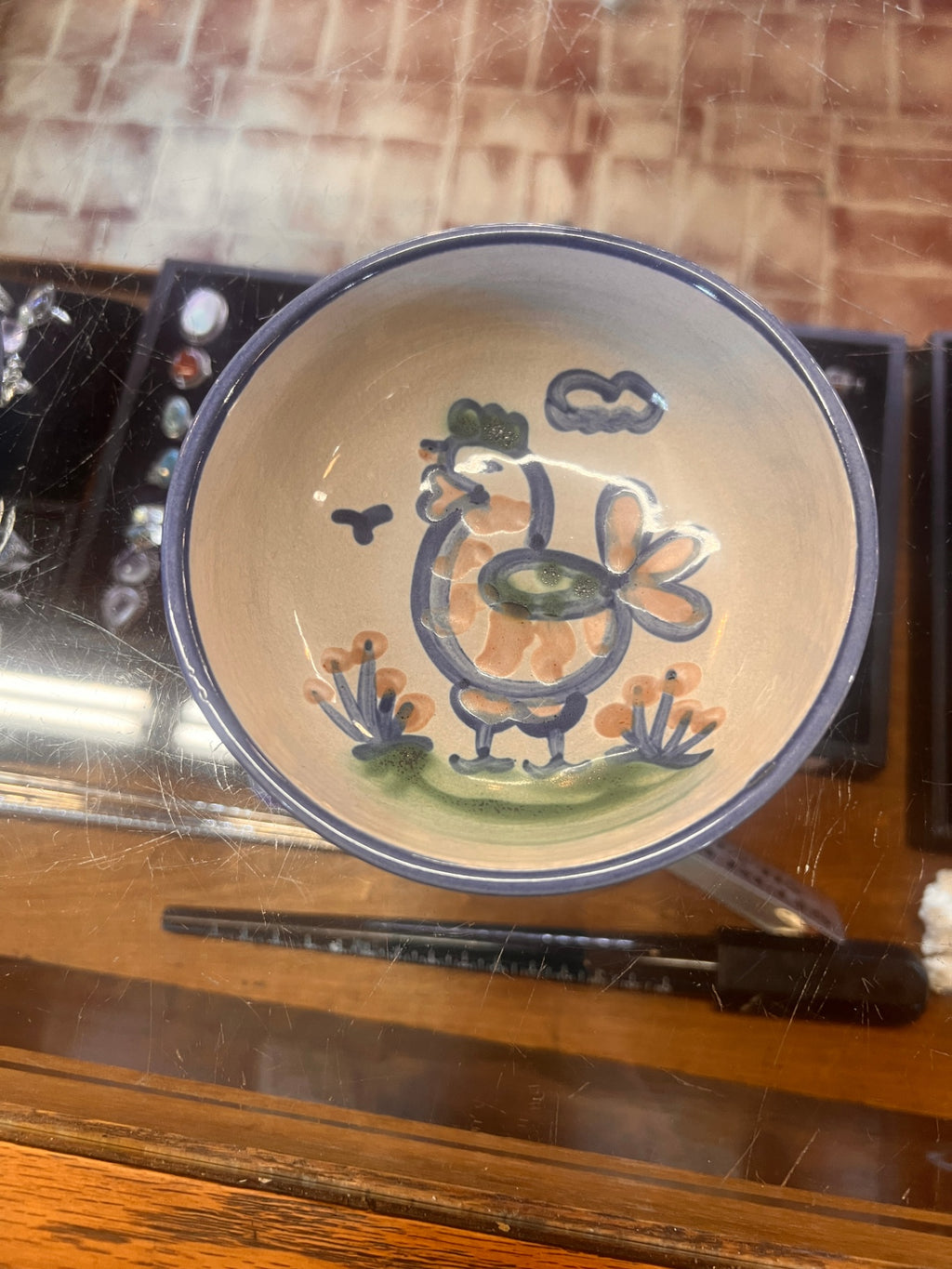 Coupe Cereal Bowl Country Scene Blue by M A Hadley