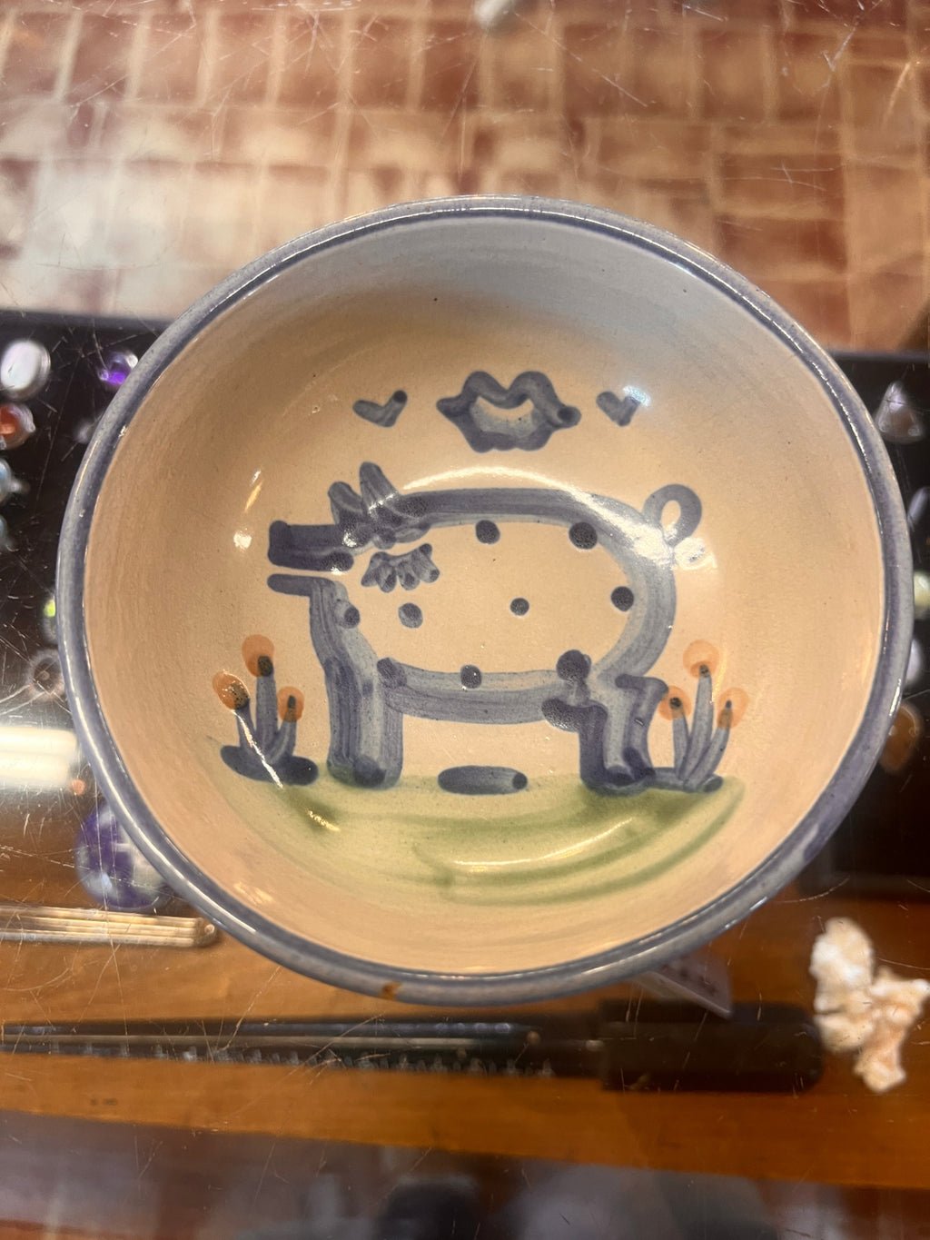 Coupe Cereal Bowl Country Scene Blue by M A Hadley