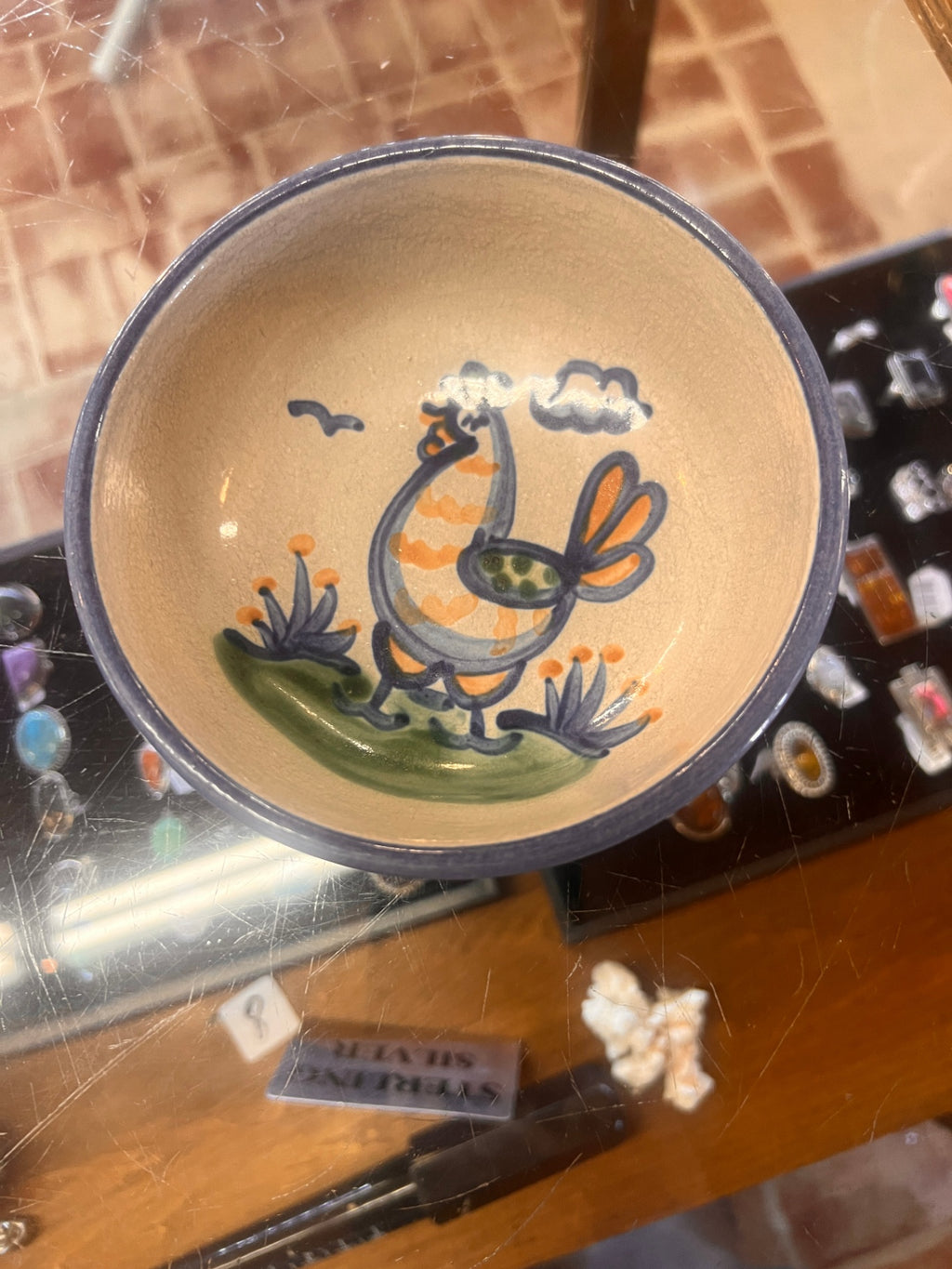 Coupe Cereal Bowl Country Scene Blue by M A Hadley