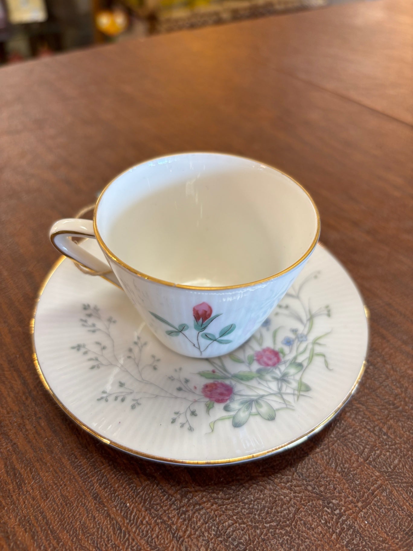 Vintage House of Prill Porcelain Gold Trimmed Poppy Tea Cup and Saucer
