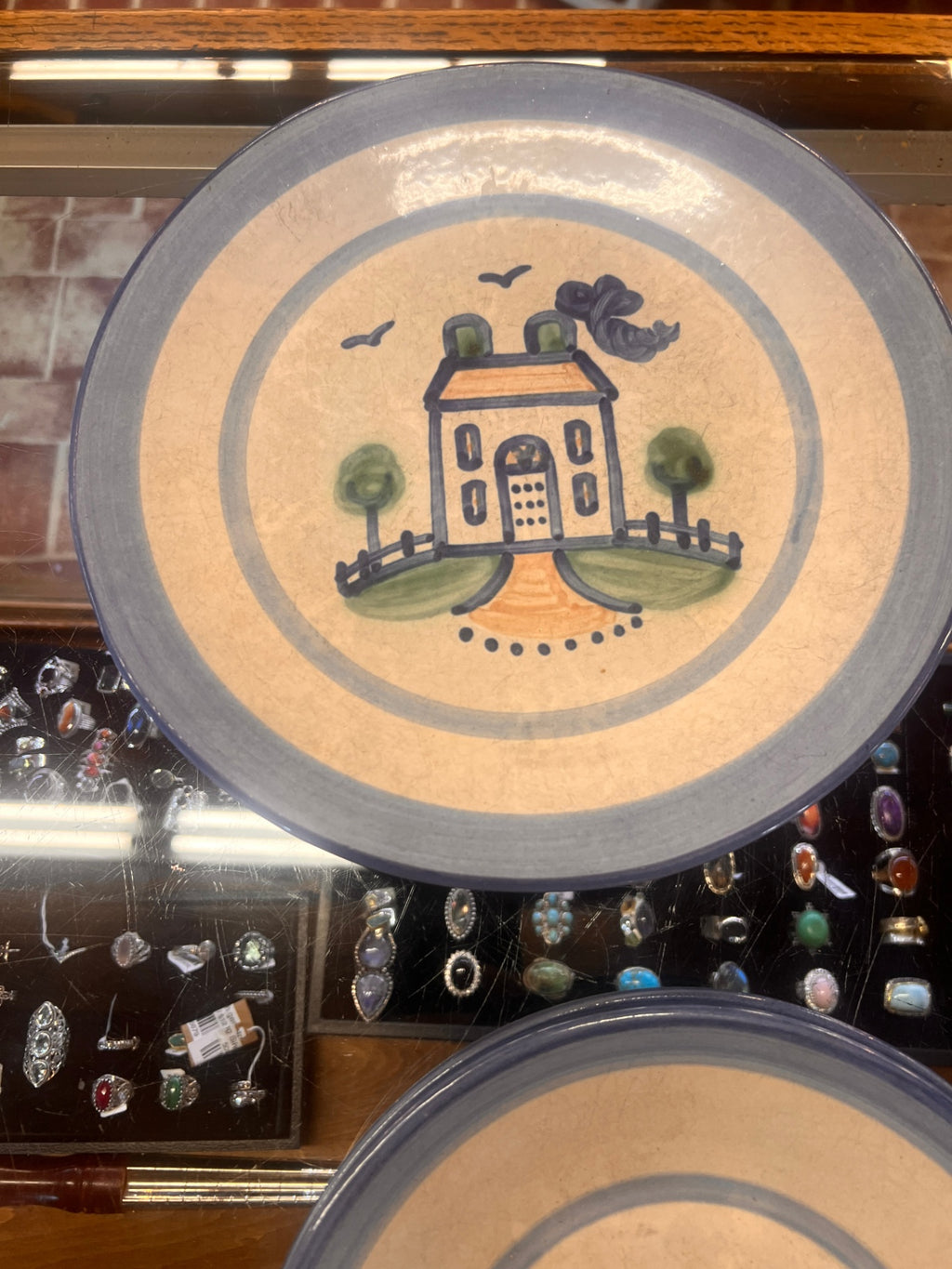 Vintage Mary Hadley Art Pottery Hand Painted 11" Dinner Plate Farm House
