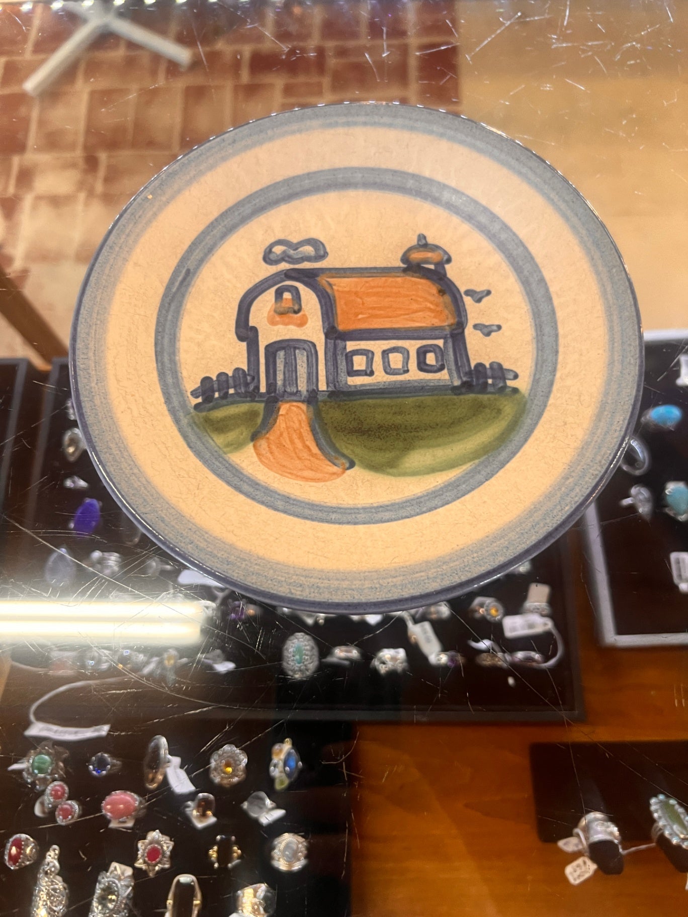 MA Hadley Country Pattern 7-1/2" Salad Plate, Round-Top Barn with a Cupola