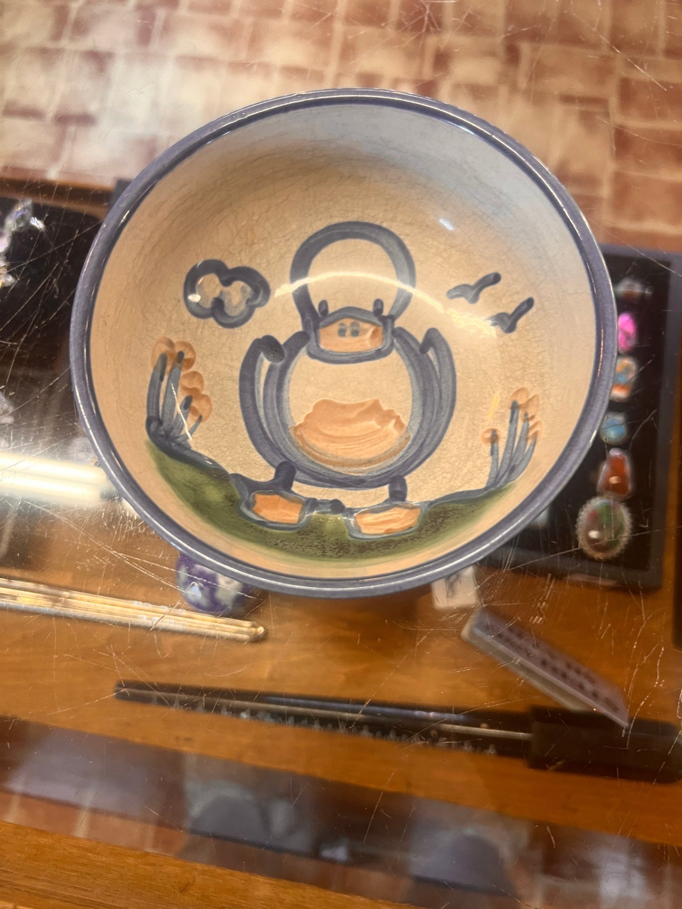 Coupe Cereal Bowl Country Scene Blue by M A Hadley