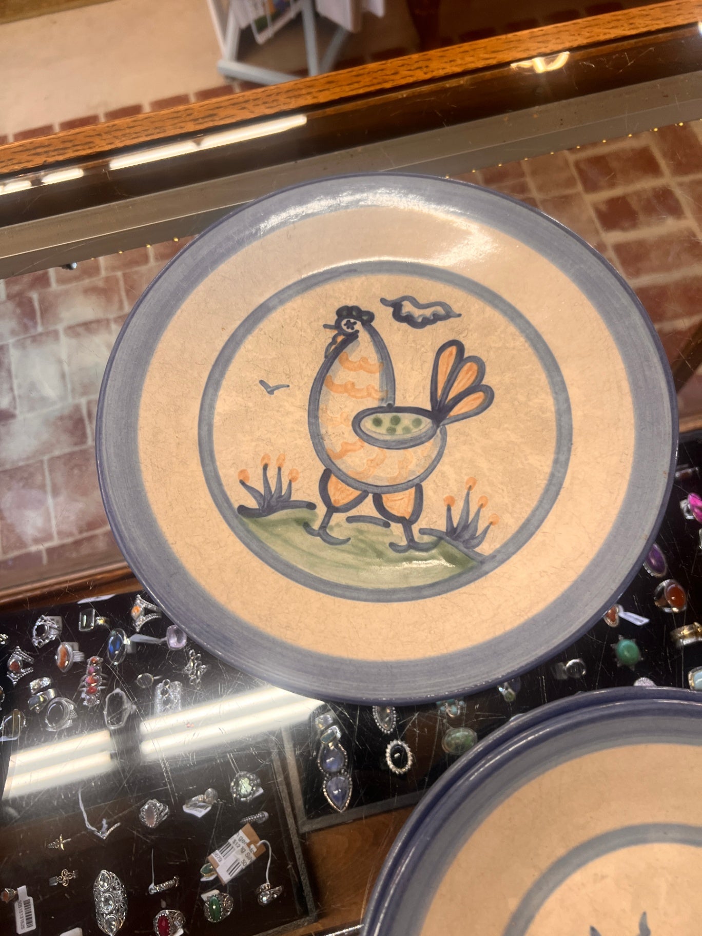 M A Hadley Pottery Hen Chicken Dinner Plate Signed 11” Vintage