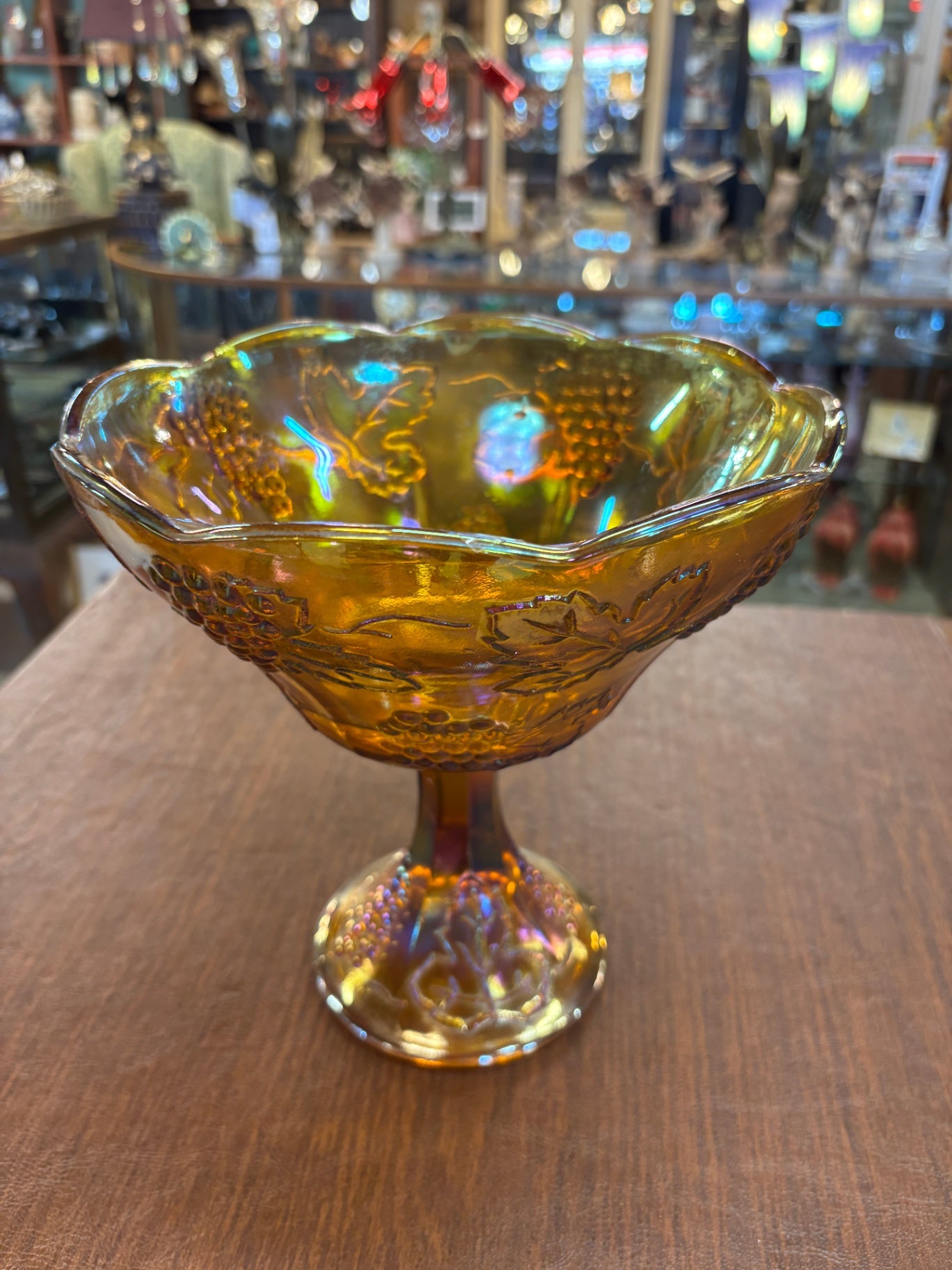 Vintage Indiana Glass Carnival Harvest Grapes Wedding Bowl