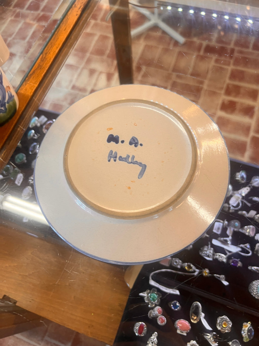 Louisville Stoneware - M A HADLEY - COUNTRY SCENE BLUE - CHICKEN - 9" PLATE