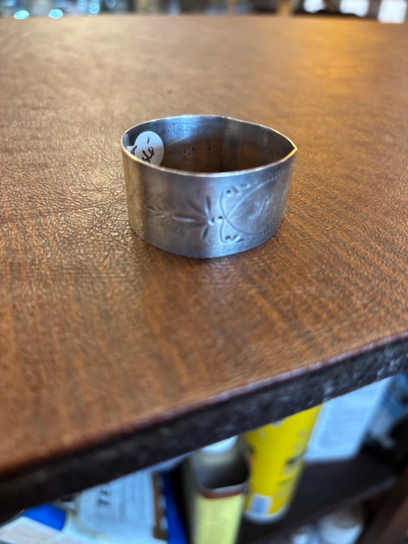 Antique Victorian Silver Plate Elegant Etched Round Napkin Ring/Holder