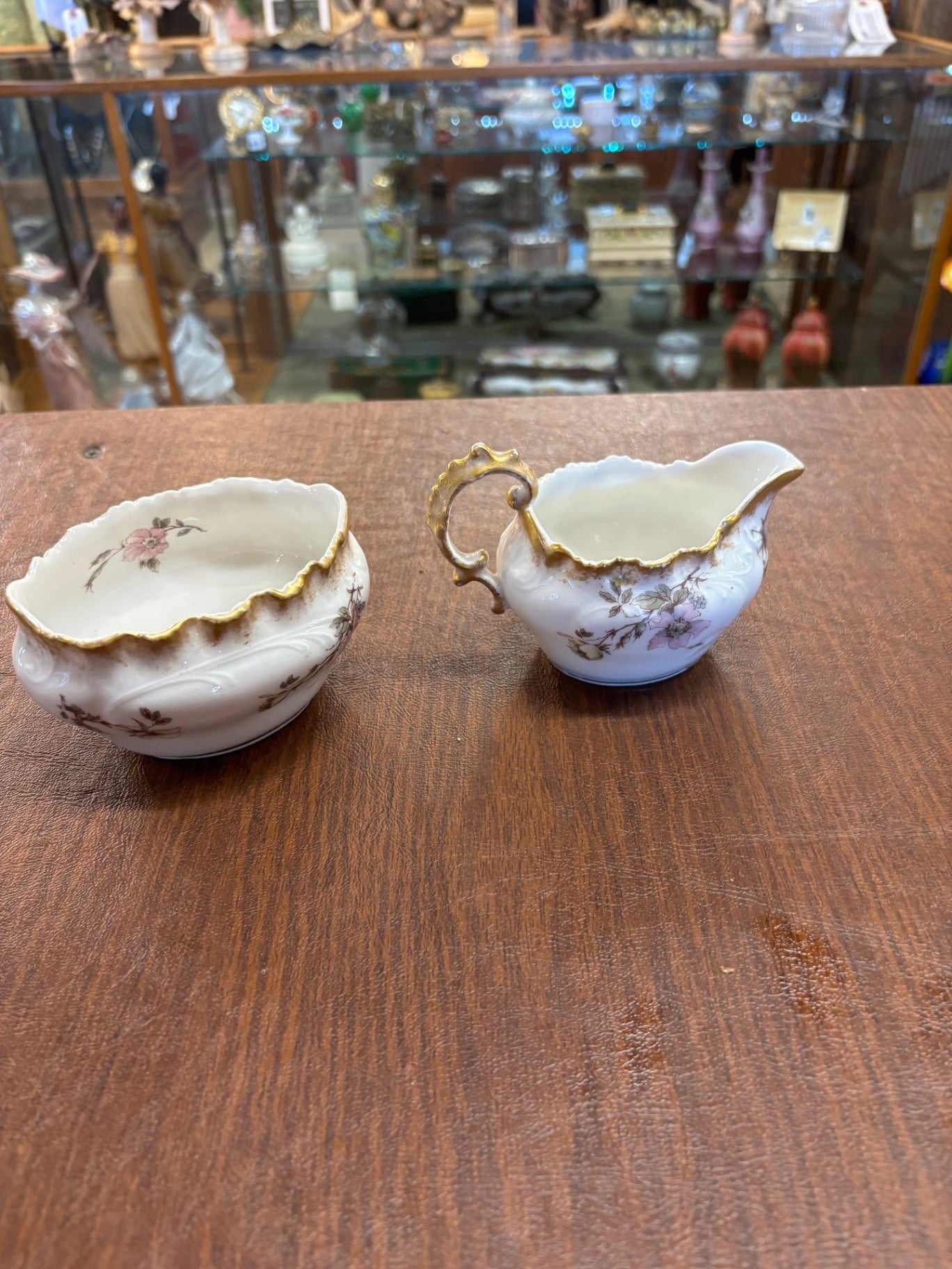 Vintage floral porcelain sugar and creamer set