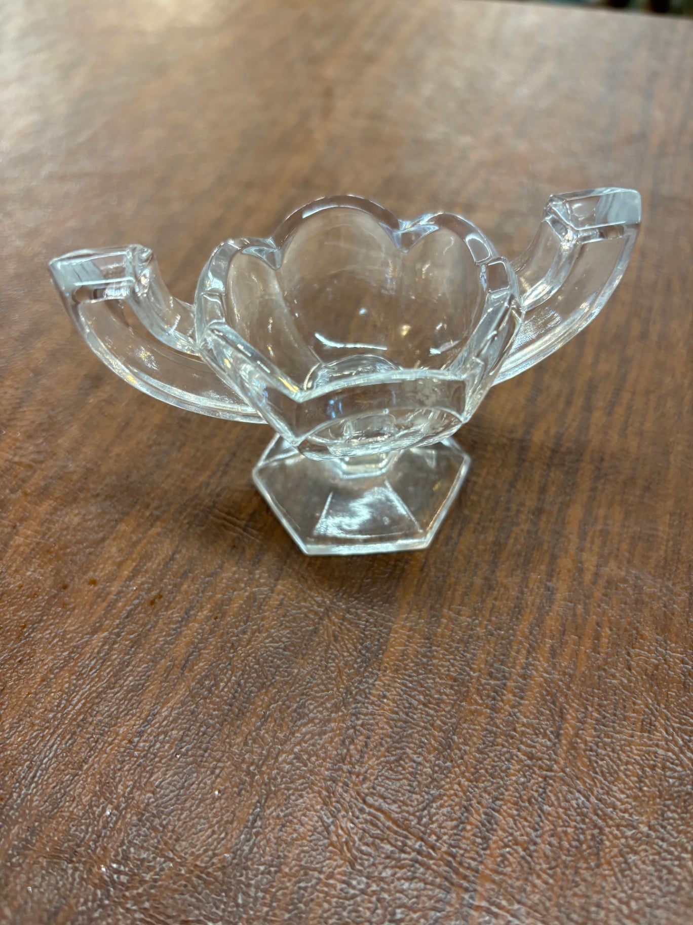Krys-tol Clear Glass Handled Pedestal Salt Dip