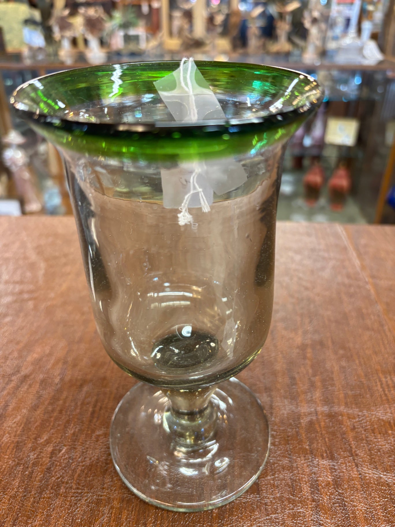 Source Inc Blown Glass Stemmed Tumbler Chunky  Bright Green