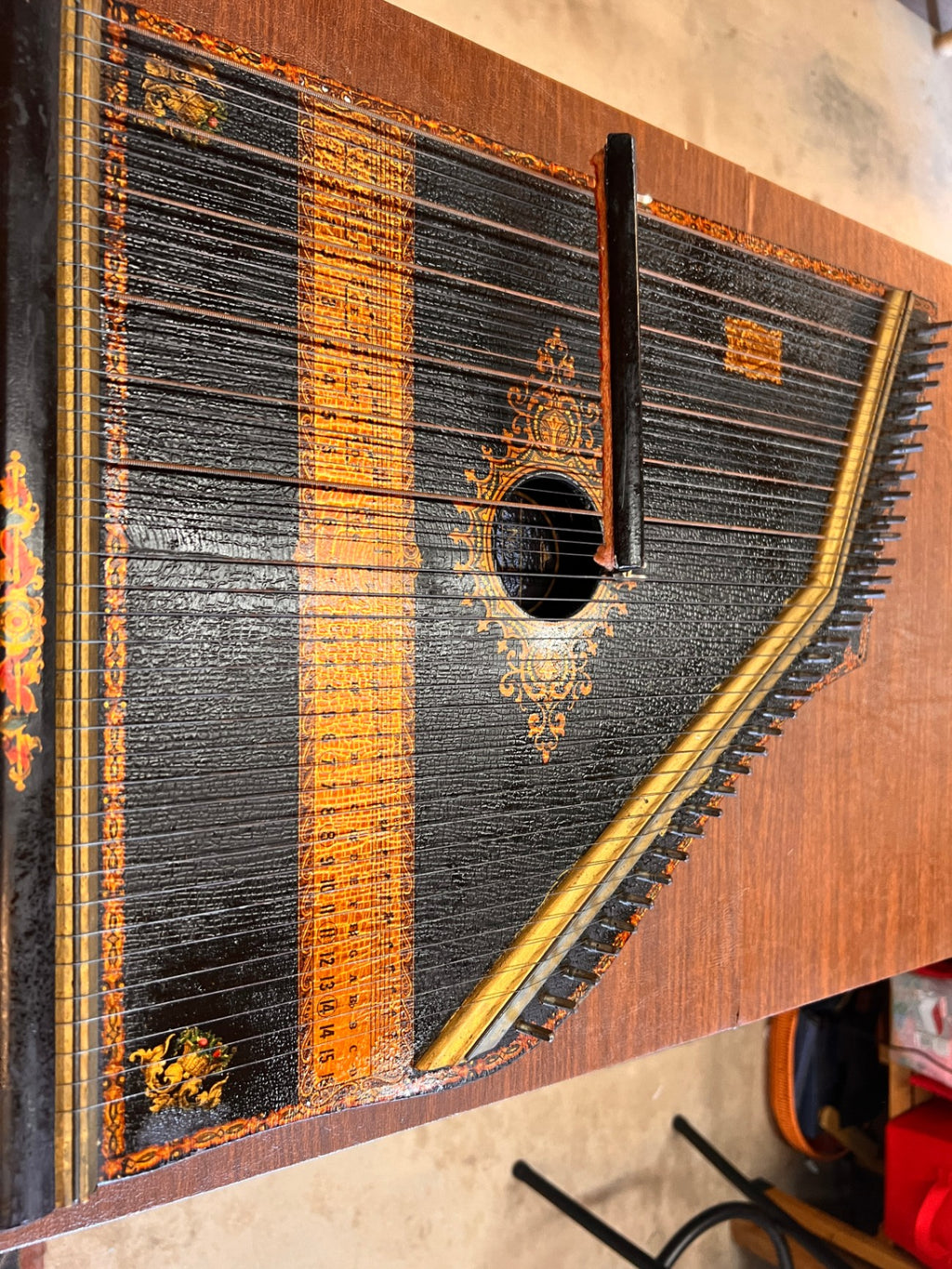 Antique Oscar Schmidt No. 4 Autoharp Zither – Early 1900s American Folk Instrument – Original Instruction Chart
