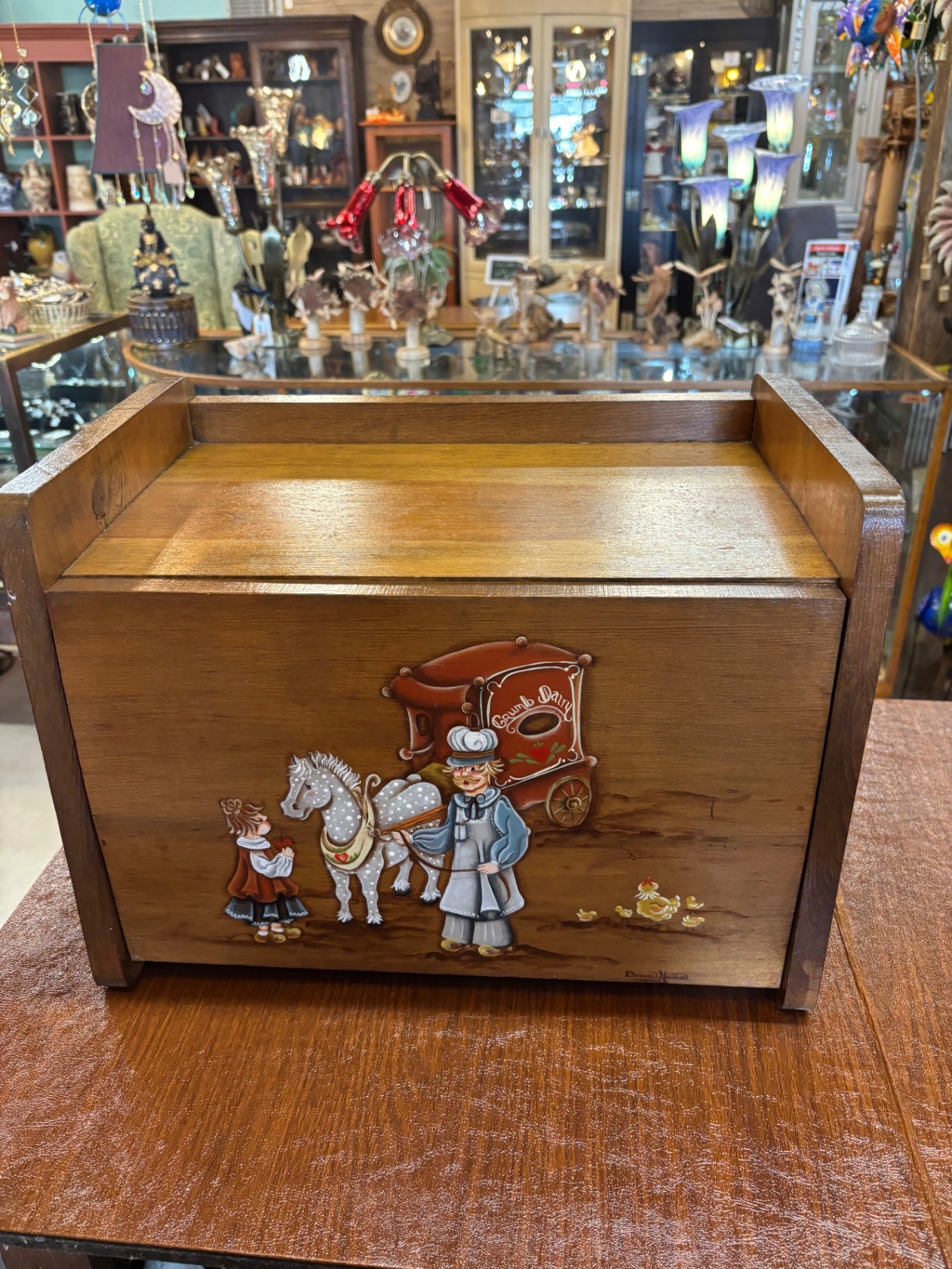 Bread Box Vintage Hand painted Wooden