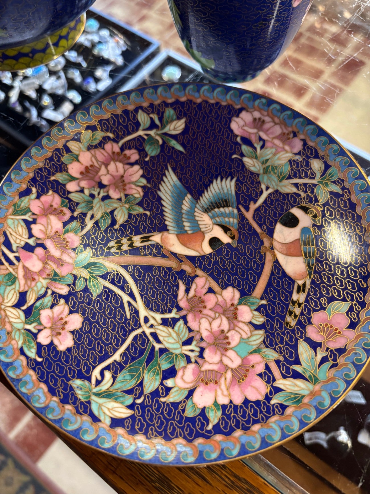 Chinese cloisonné enamel decorative plate from the "Ching T'ai-lan" artist workshop series.