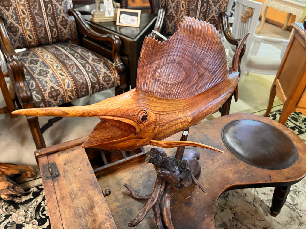 Sailfish Wooden Sculpture Measures 40" x 26"