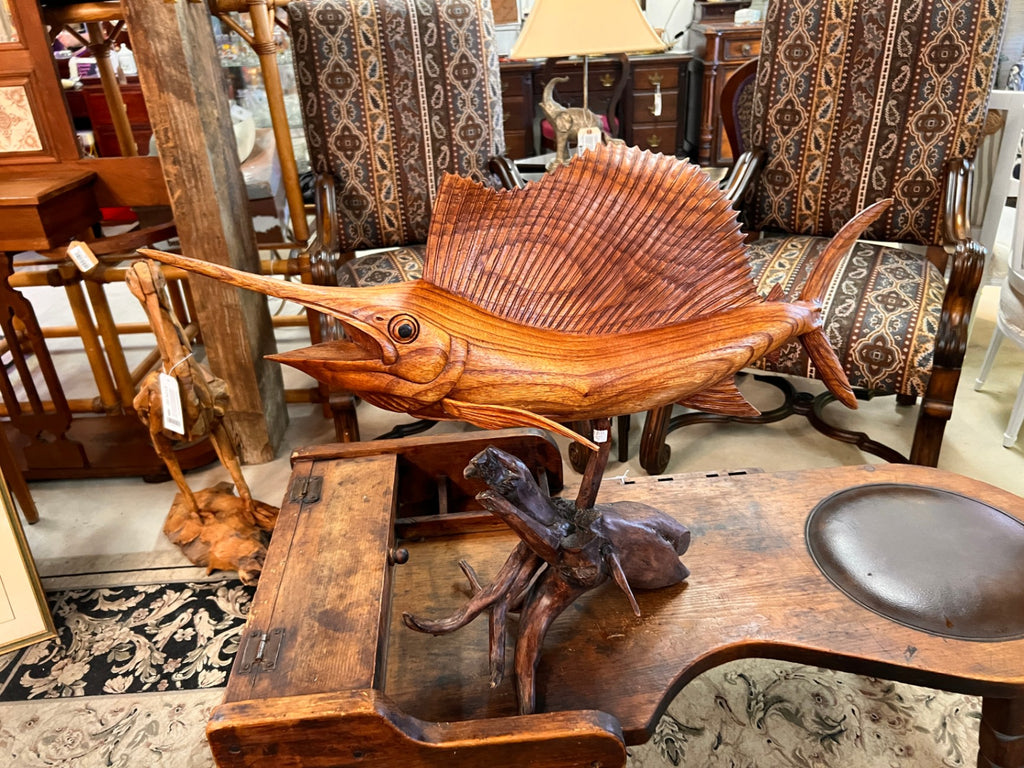 Sailfish Wooden Sculpture Measures 40" x 26"