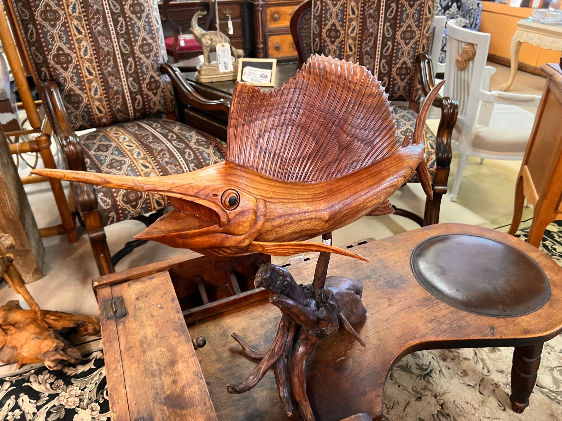 Sailfish Wooden Sculpture Measures 40" x 26"