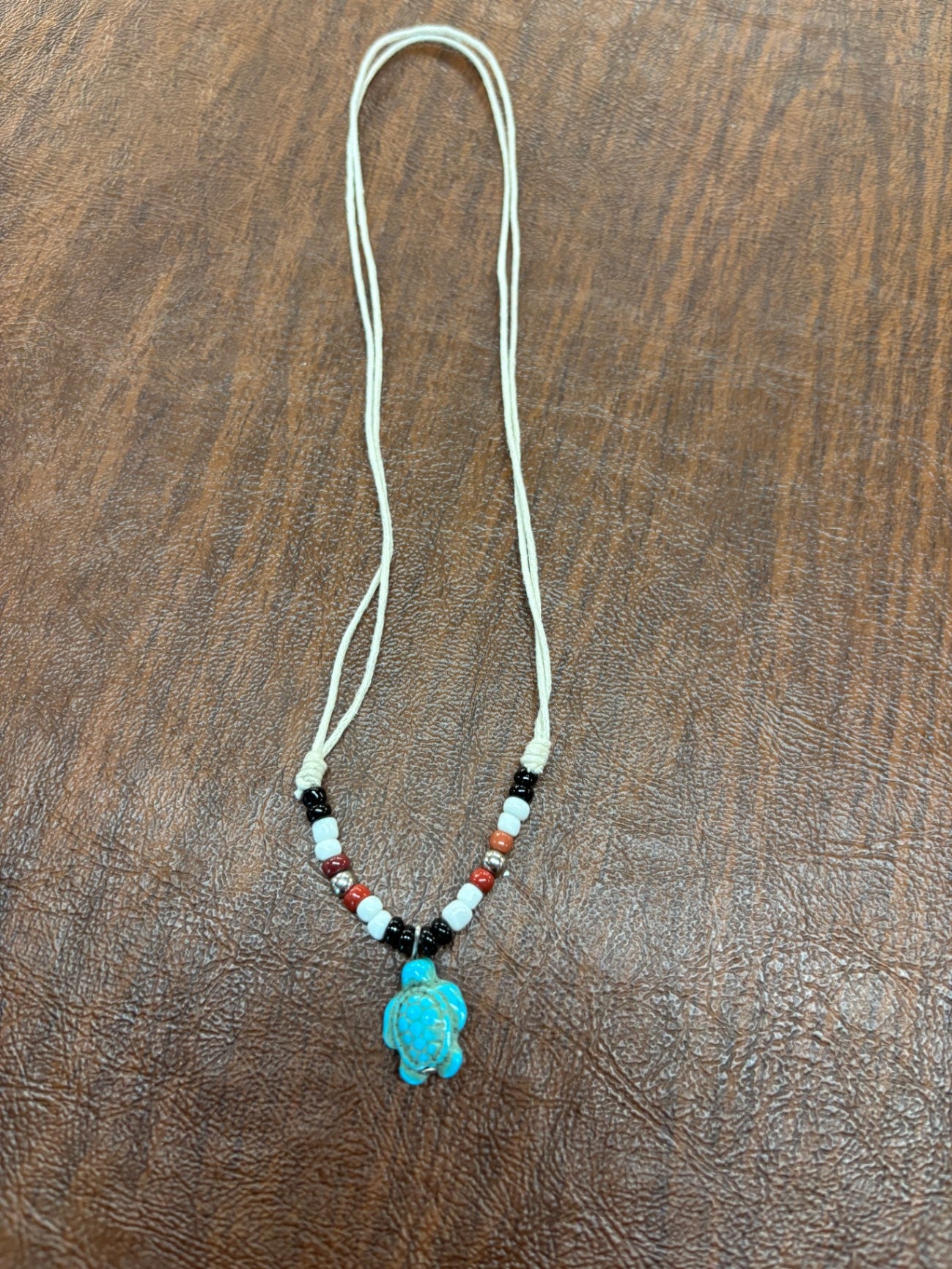 Turtle Necklace White Cord