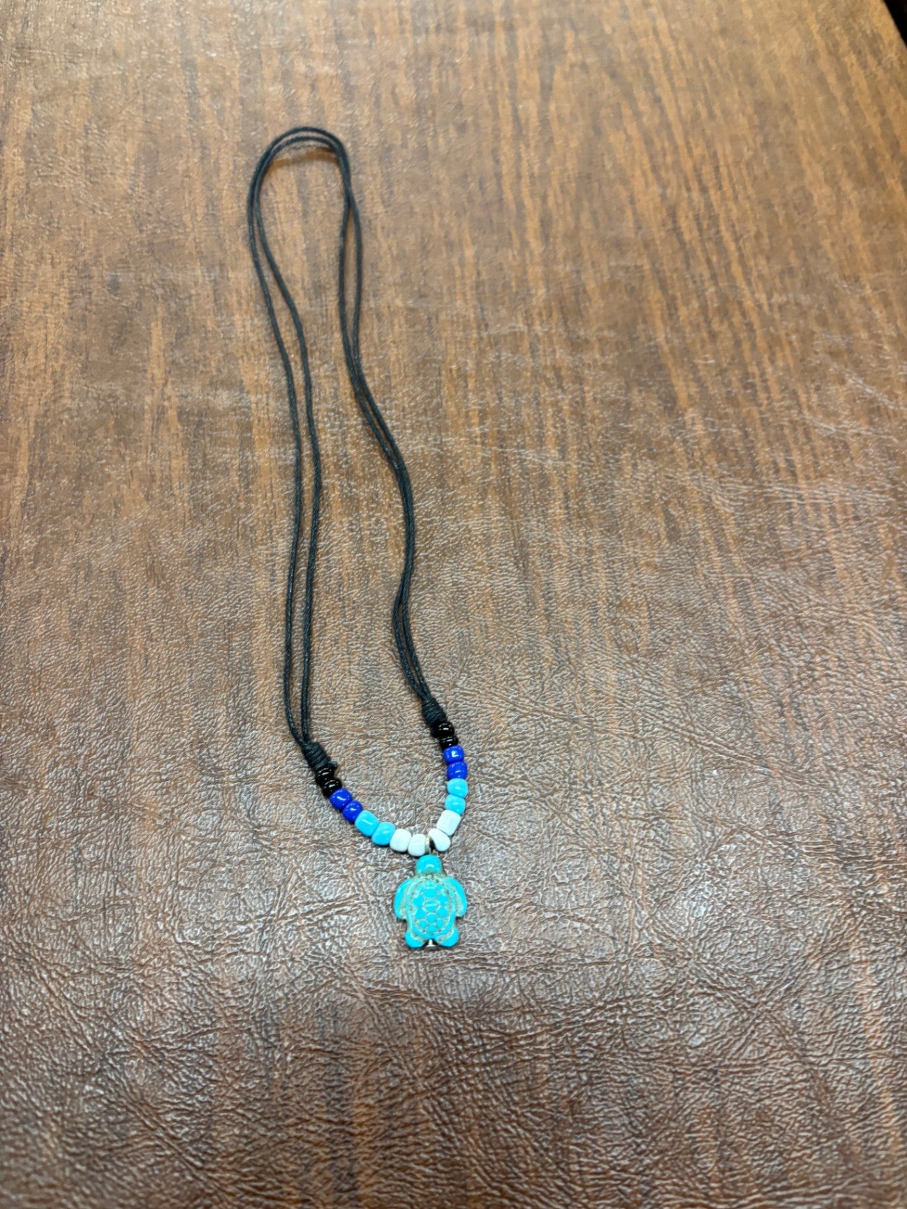 Turtle Necklace Black Cord