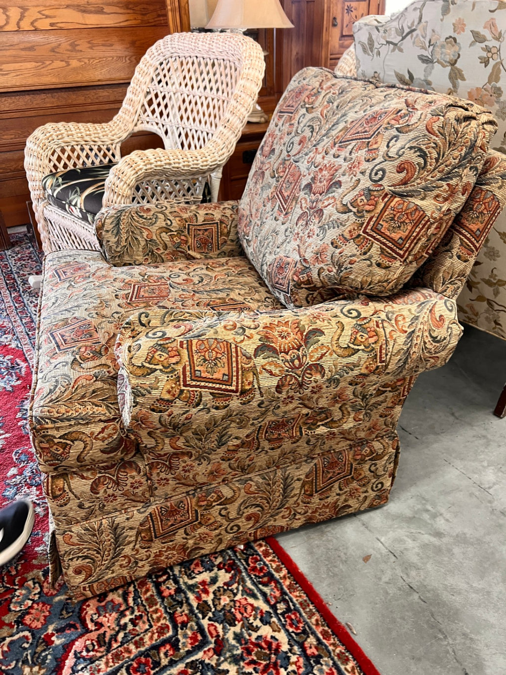 Overstuffed Elephant Pattern Chair
