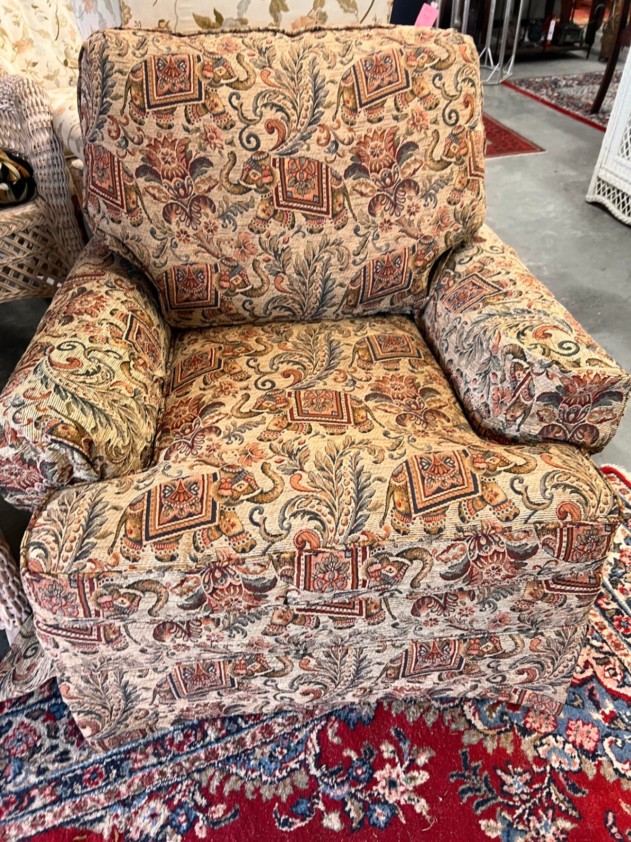 Overstuffed Elephant Pattern Chair