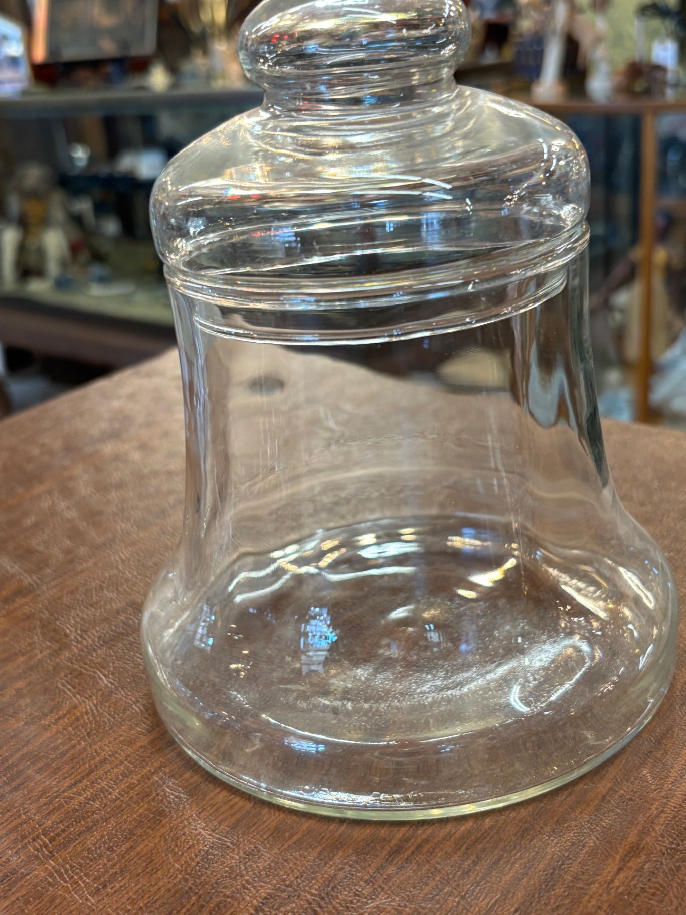 Vintage Glass Jar Bell Jar Cloche Clear Apothecary Canister Knob Lid Mid Century Glass Terrarium Clear Glass Mid Century Candy Dish Vanity