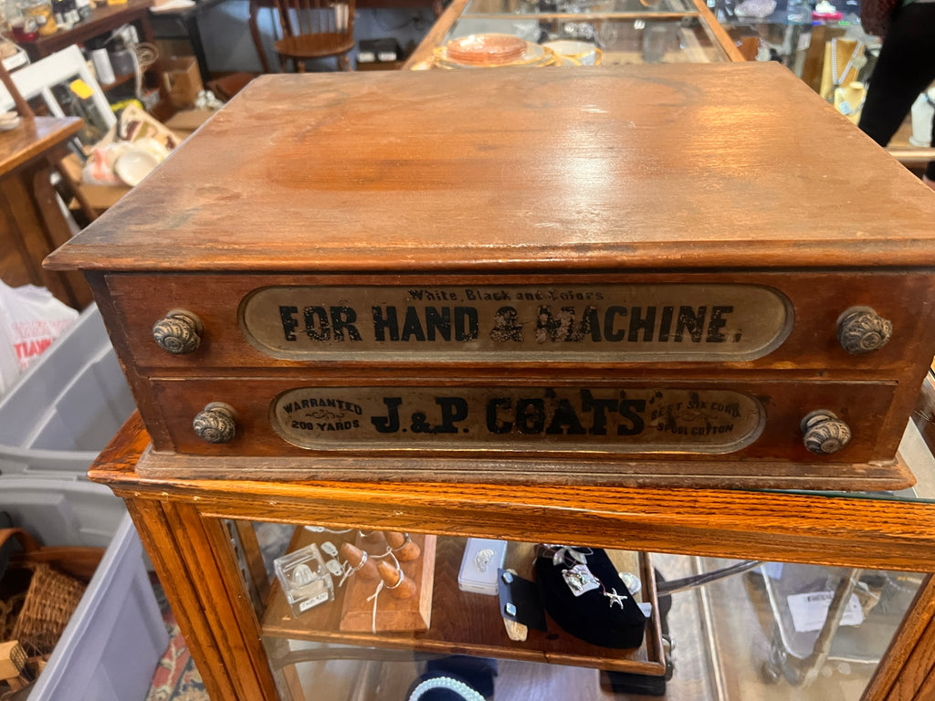 Antique J. and P. Coats 2 Drawer Spool Cabinet